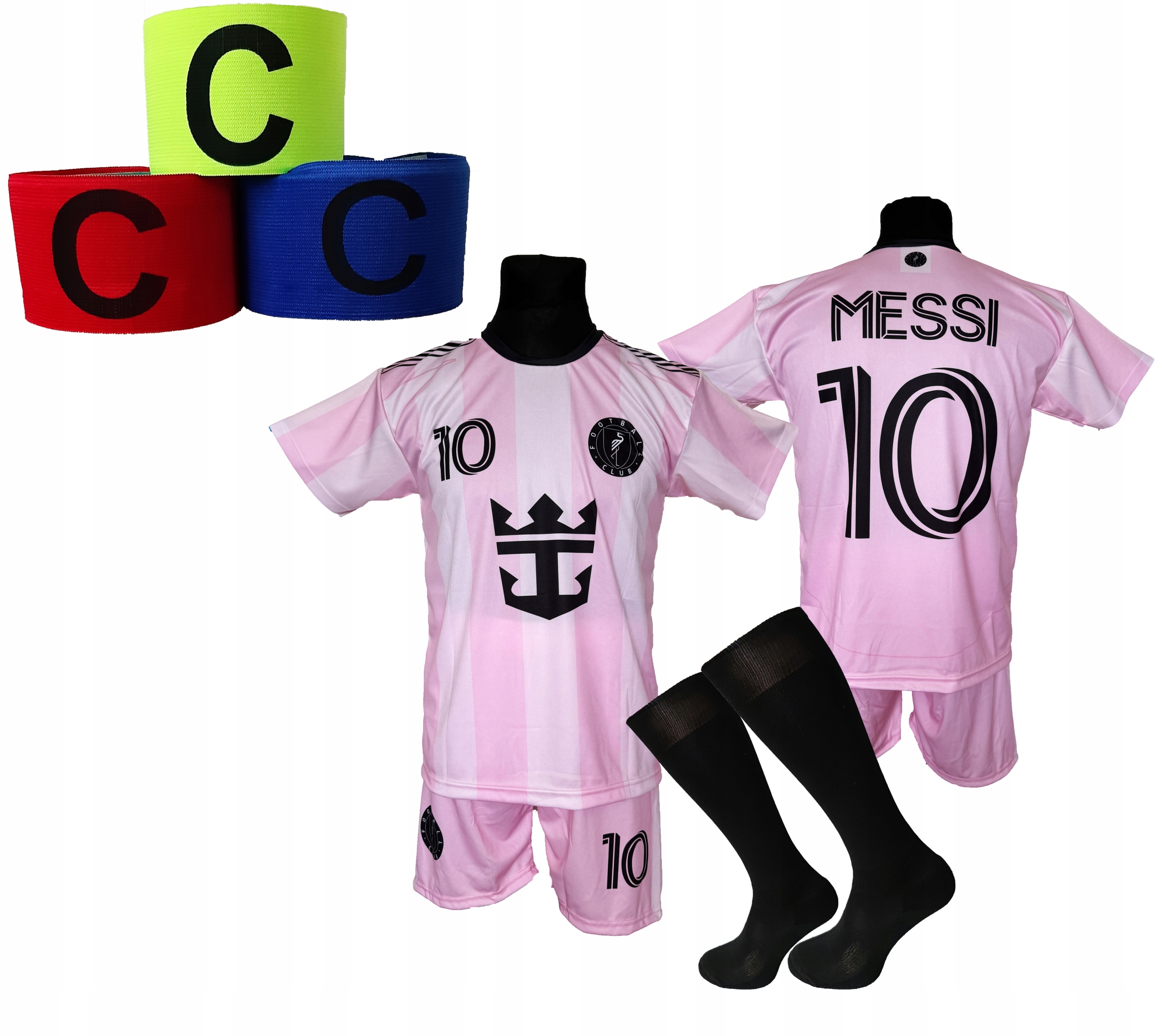 Dětské fotbalové oblečení Messi štulpny čelenka velikost 158