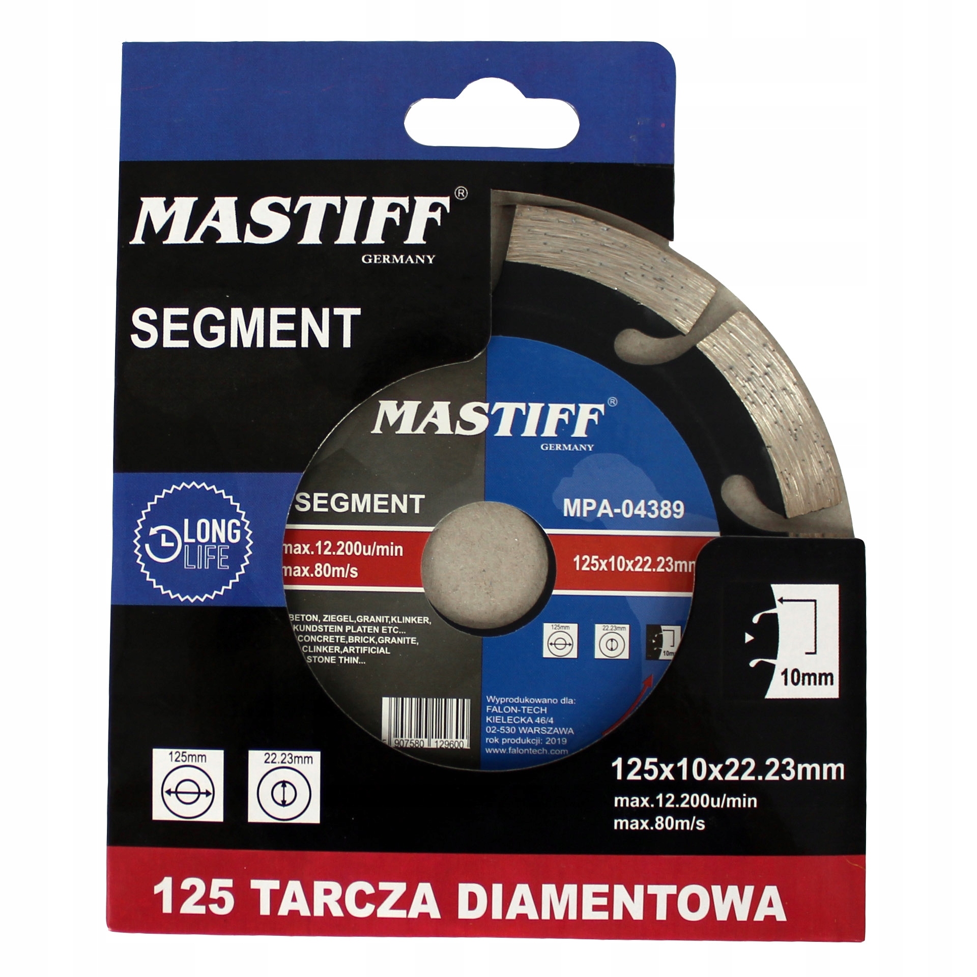 TARCZA DIAMENTOWA 125 x 22,2 GŁĘBOKIE CIĘCIE MF Marka Mastiff