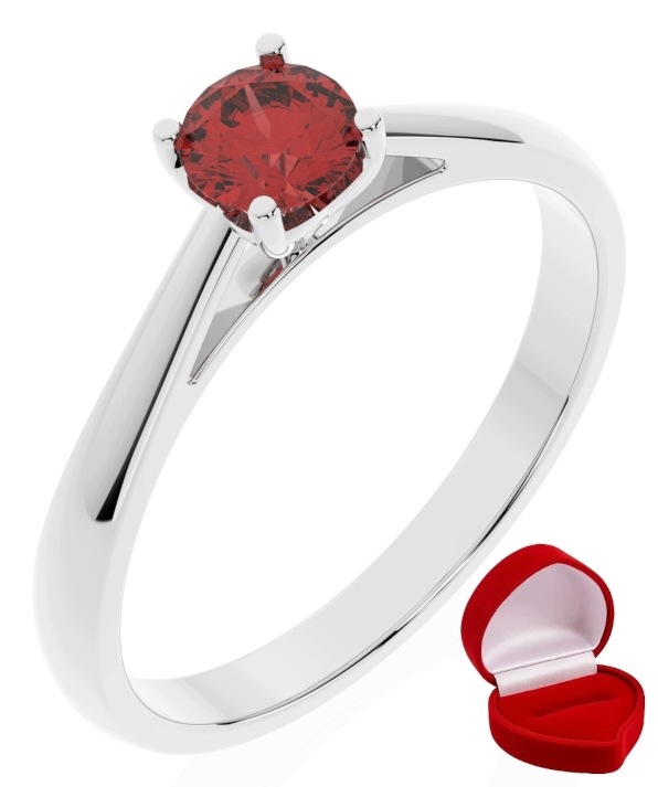 Zlatý Prstýnek 585 14k Rubín 0,30 ct Bílé Zlato R24