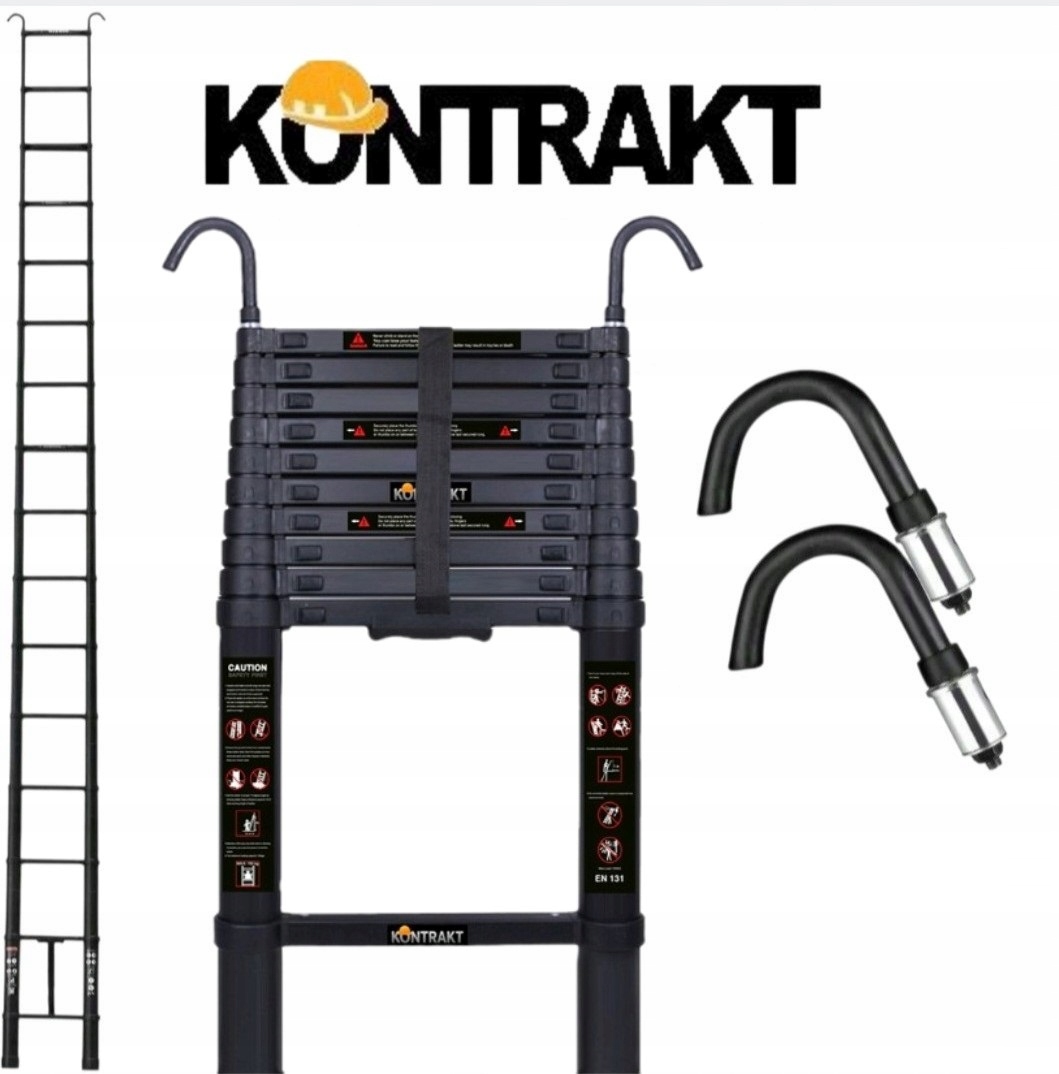 4,50 m vystužená teleskopická pracovná rebríková tyč zdarma s háčikmi