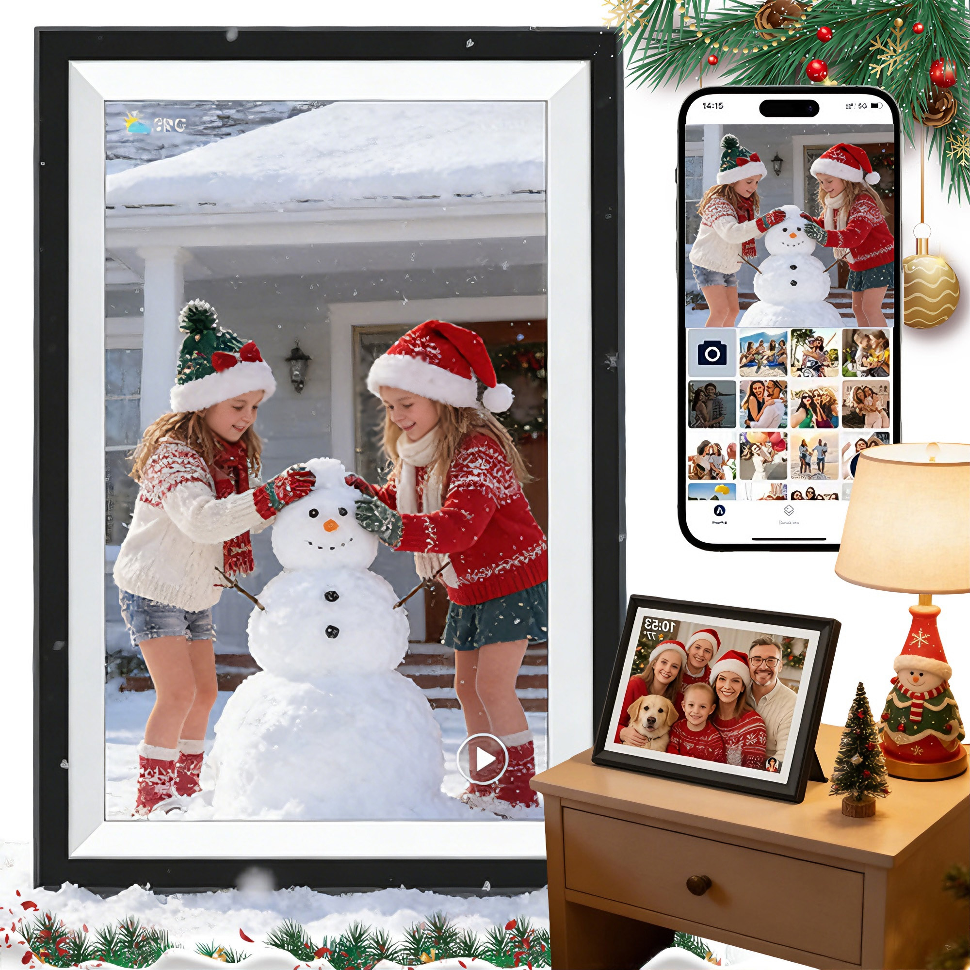 Digitální Rámeček Na Fotografie 10.1'' Wifi Dotykový Hd 32GB Paměťový Dárek