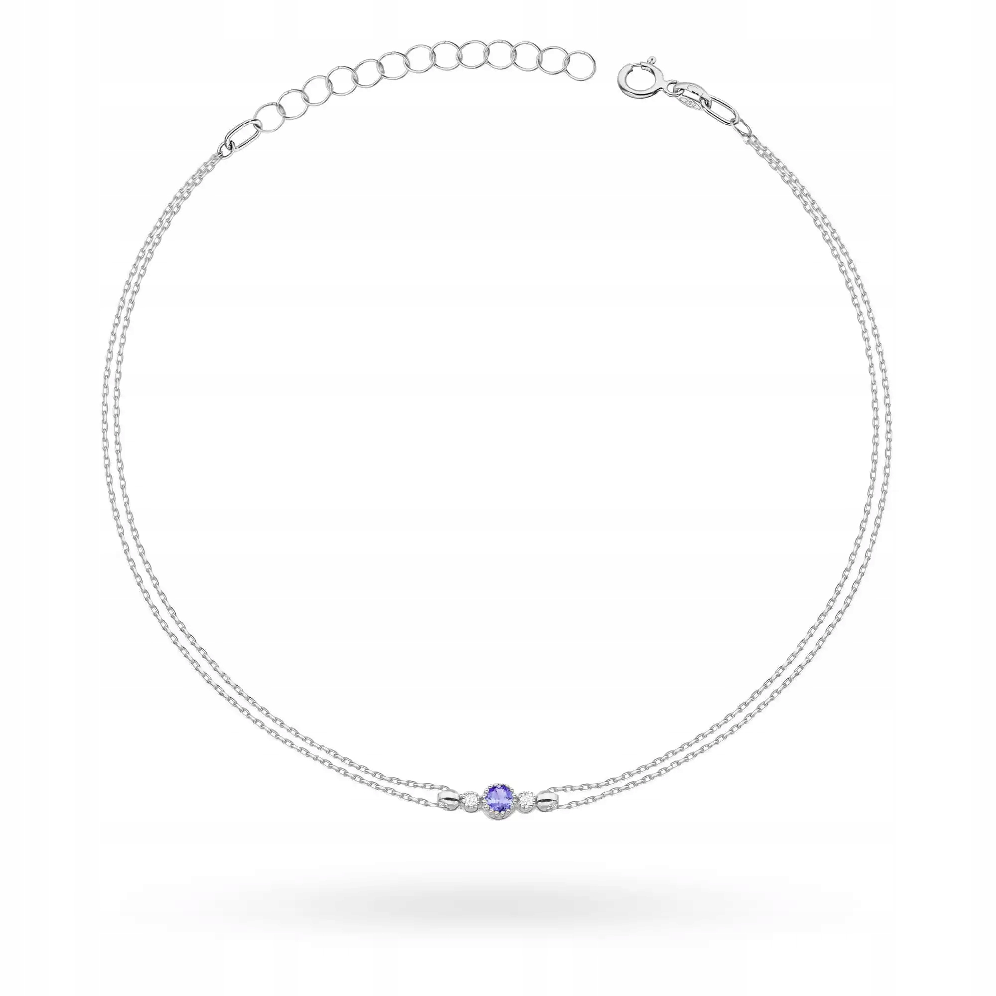 Náramek ze zlata 585 s tanzanitem 0,15 ct bílé zlato, lesklý, značkový
