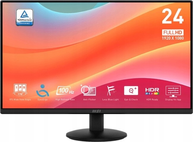 Monitor MSI PRO MP242L 23.8 FHD LED 100Hz matowy czarny
