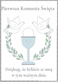 Podziękowanie dla gości Pierwsza Komunia Święta aniołek na pamiątkę 3 Okazje komunia