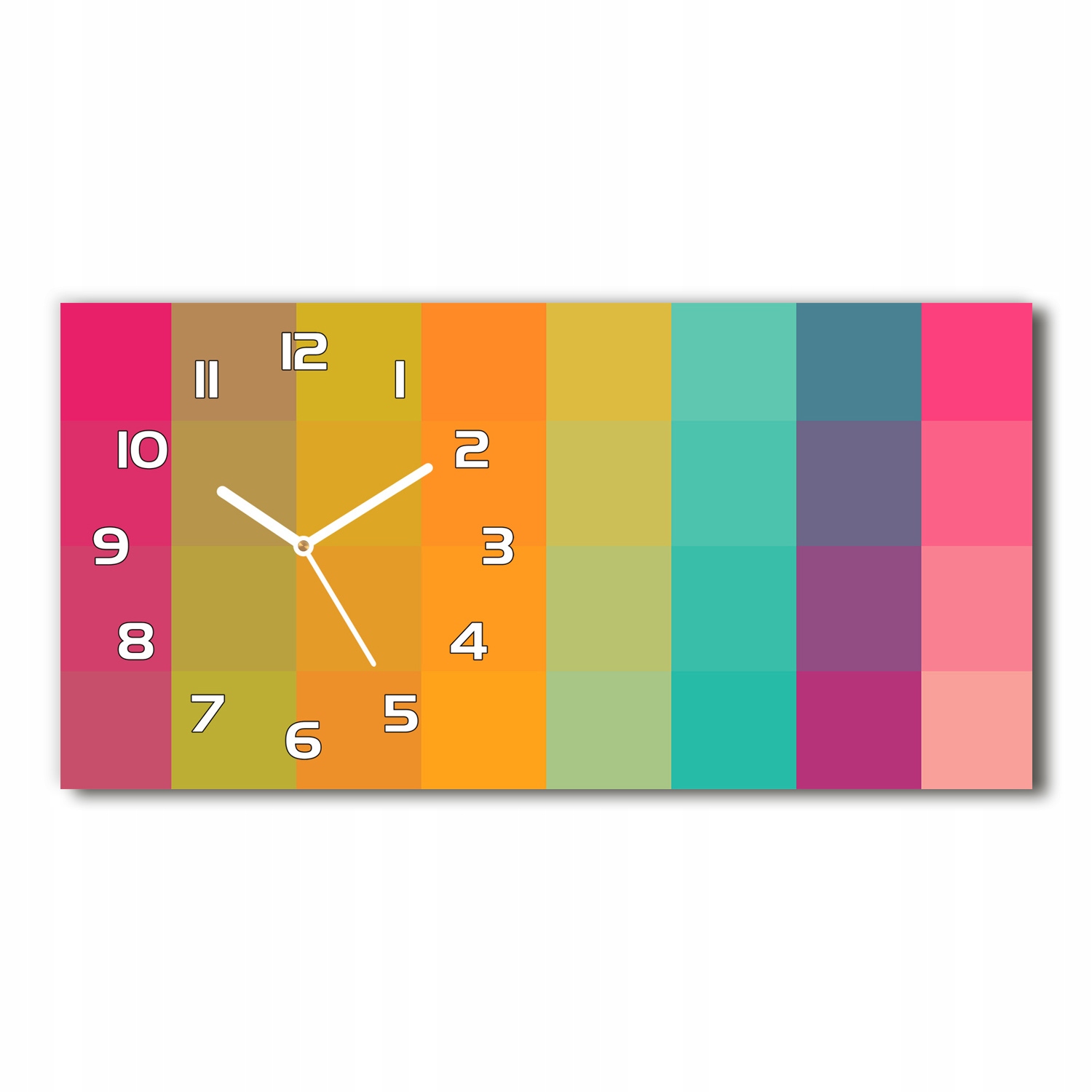 

Zegar ścienny szklany Kolorowe kwadraty 60x30 cm