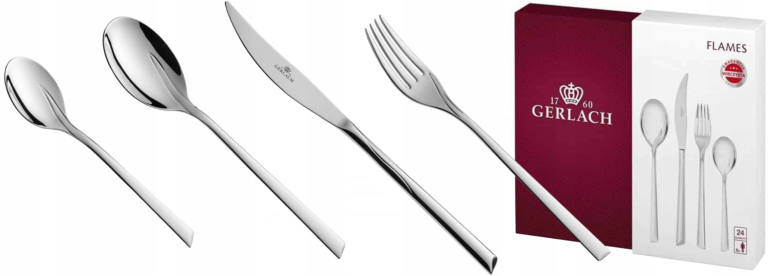 GERLACH KOMPLET ZESTAW SZTUĆCÓW SZTUĆCE PUDEŁKO POŁYSK FLAMES 6 OSÓB 24 EL Materiał wykonania metal