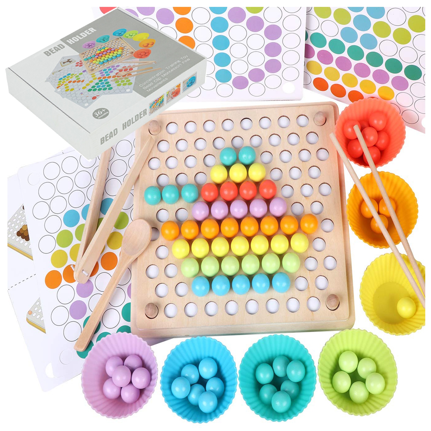 

Drewniana Układanka Mozaika Koraliki Kulki Puzzle