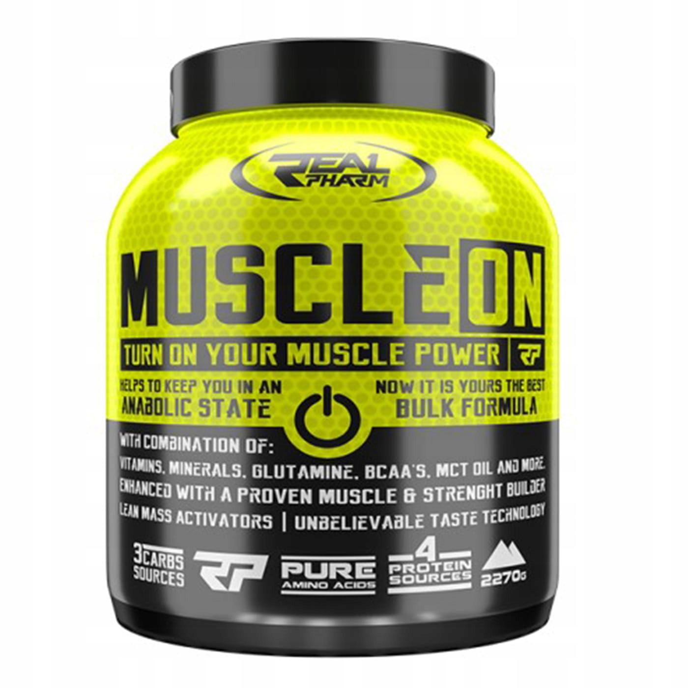 50% Bílkovin 50% Sacharidů Muscle On 2270G Jahoda Real Pharm