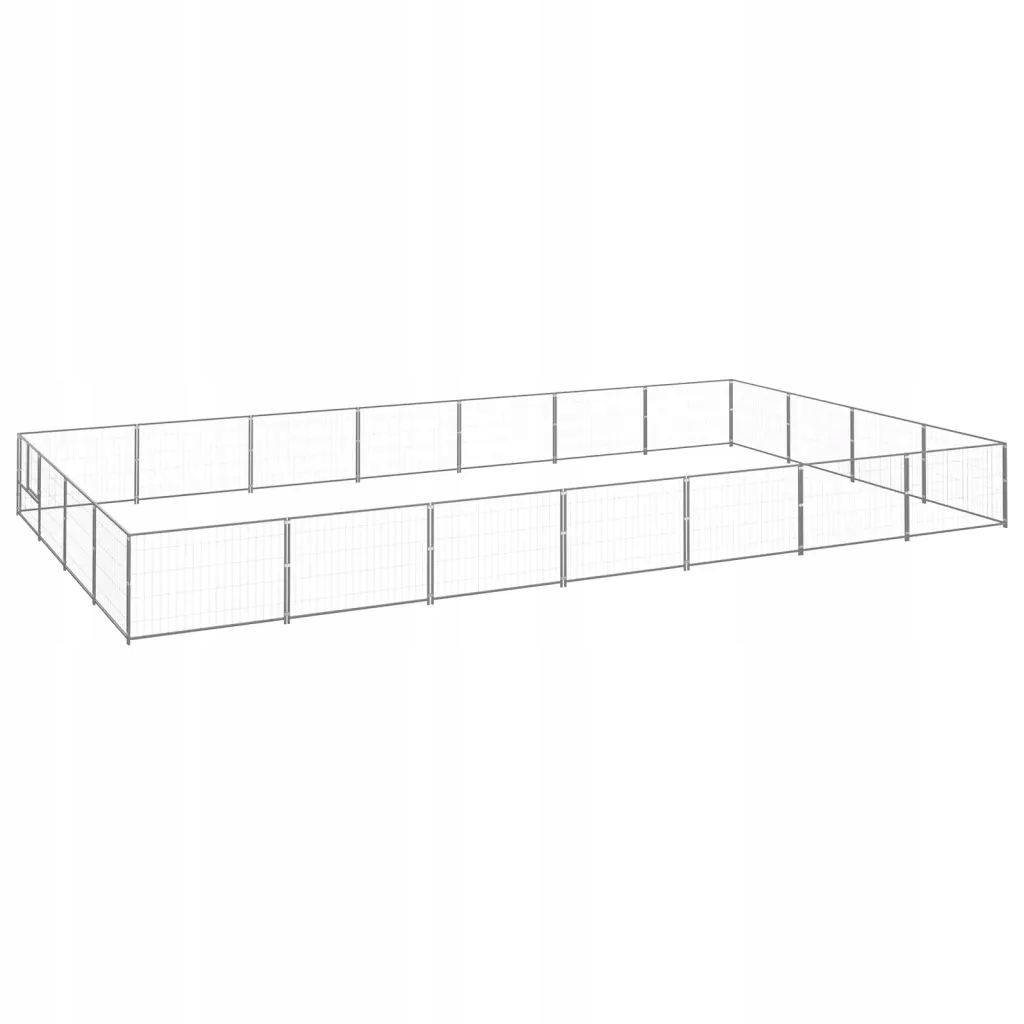 Levně Kotec pro psa, stříbrná, 28 m², ocelová
