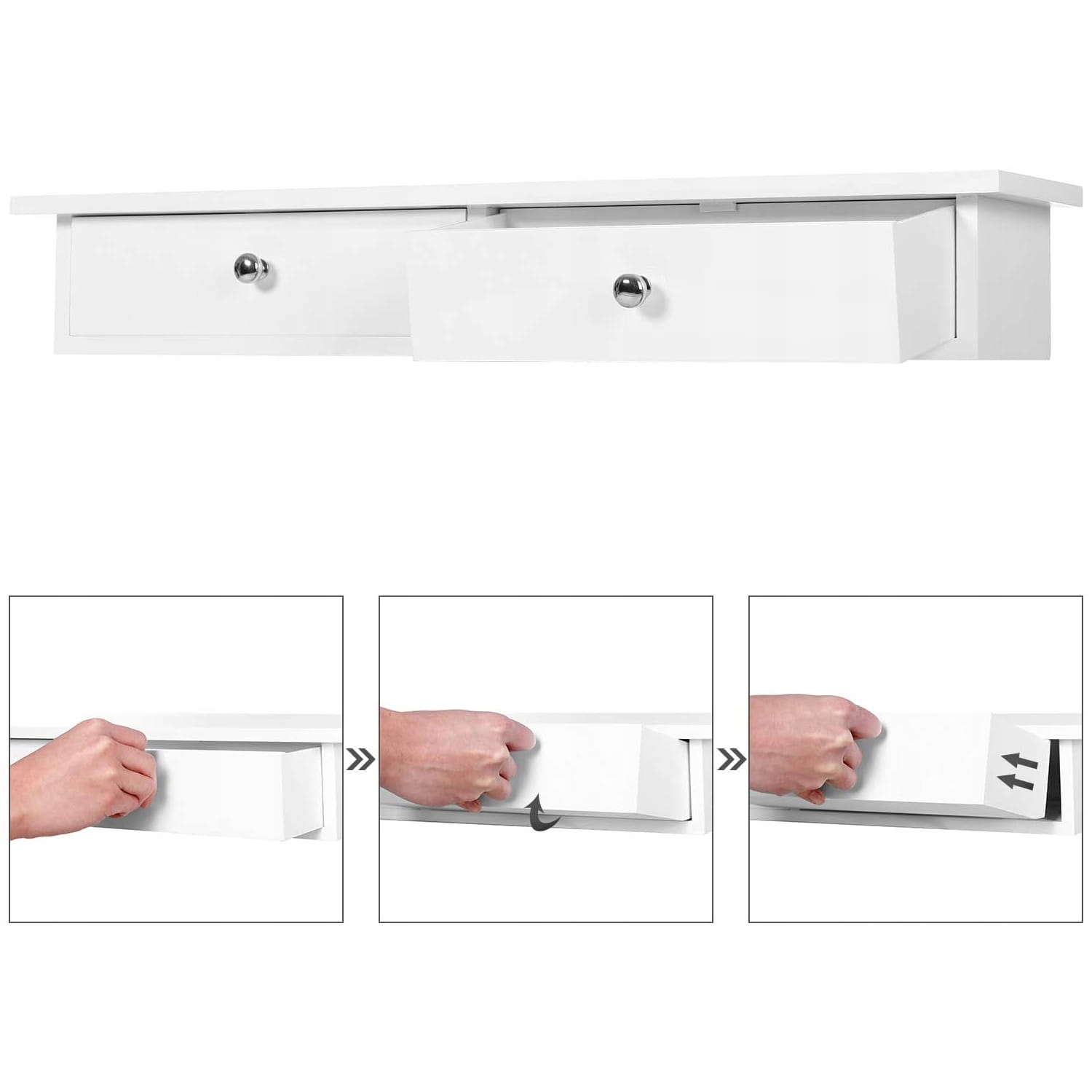 BIAŁA SZAFKA PÓŁKA ŚCIENNA WISZĄCA SZUFLADAMI LOFT Kolekcja LOFT STYLE