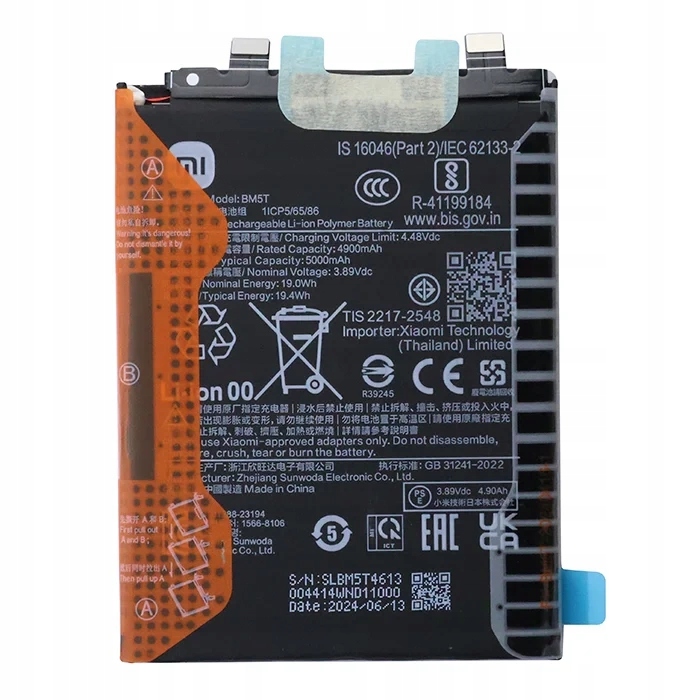 Originální Baterie Akumulátor BN5T Pro Xiaomi 13T 14T Poco X6 Pro M6 Pro