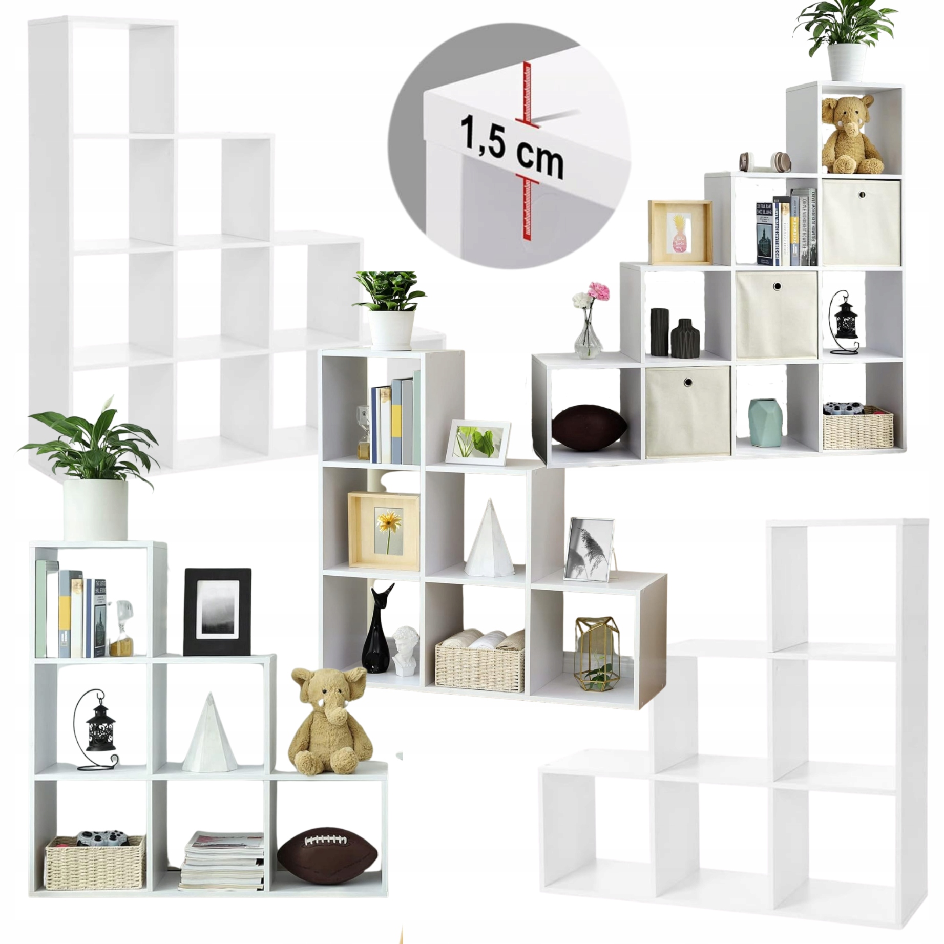 Regál Komorová schodisková polica Sada Regál Biela Otvorená skrinka na hračky