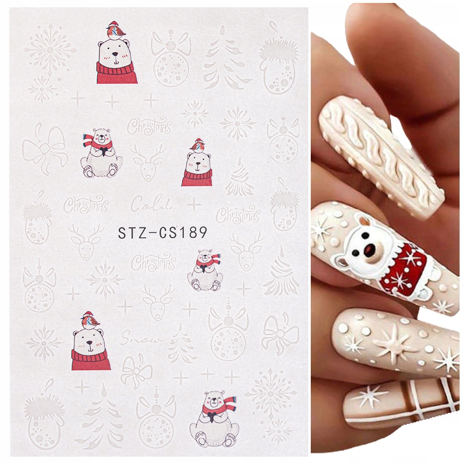 

Naklejki do paznokci STZ-CS189 świąteczne misie