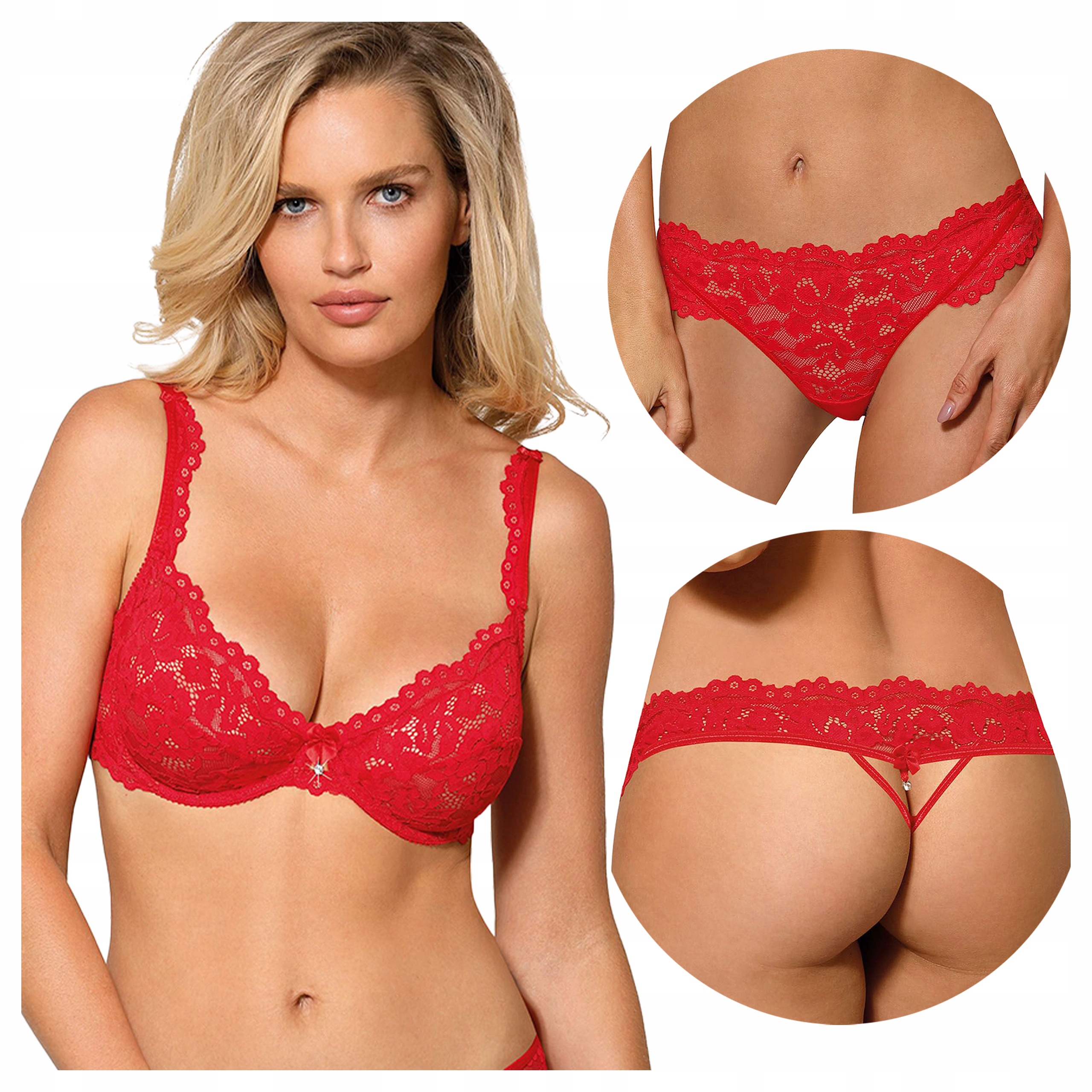 Krajkový komplet dámského spodního prádla Podprsenka měkká Tanga 85D+XL