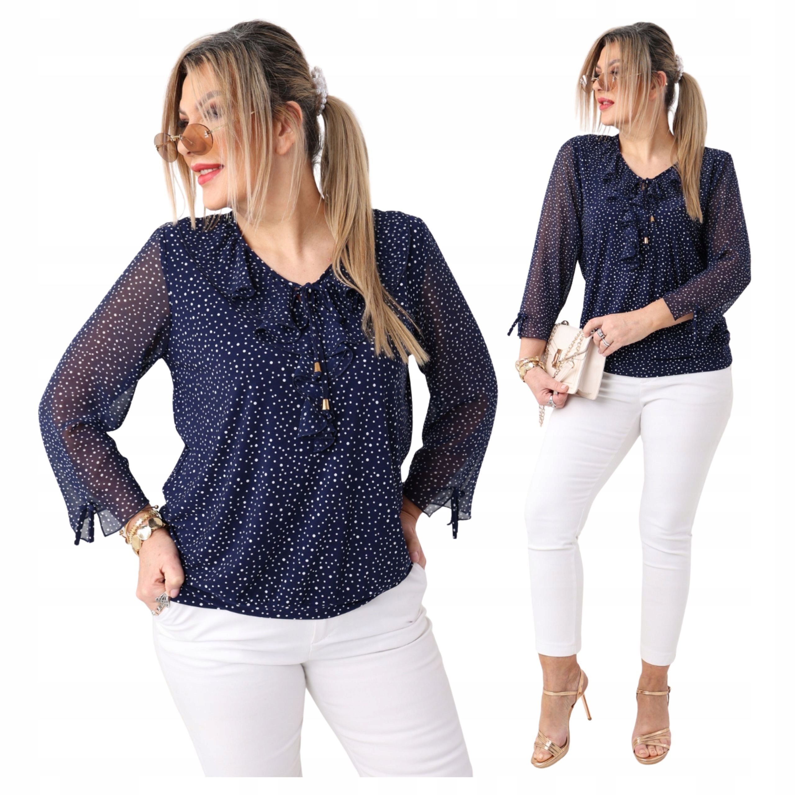 Bluzka z żabotem duże rozmiary Polski Producent wizytowa oversize