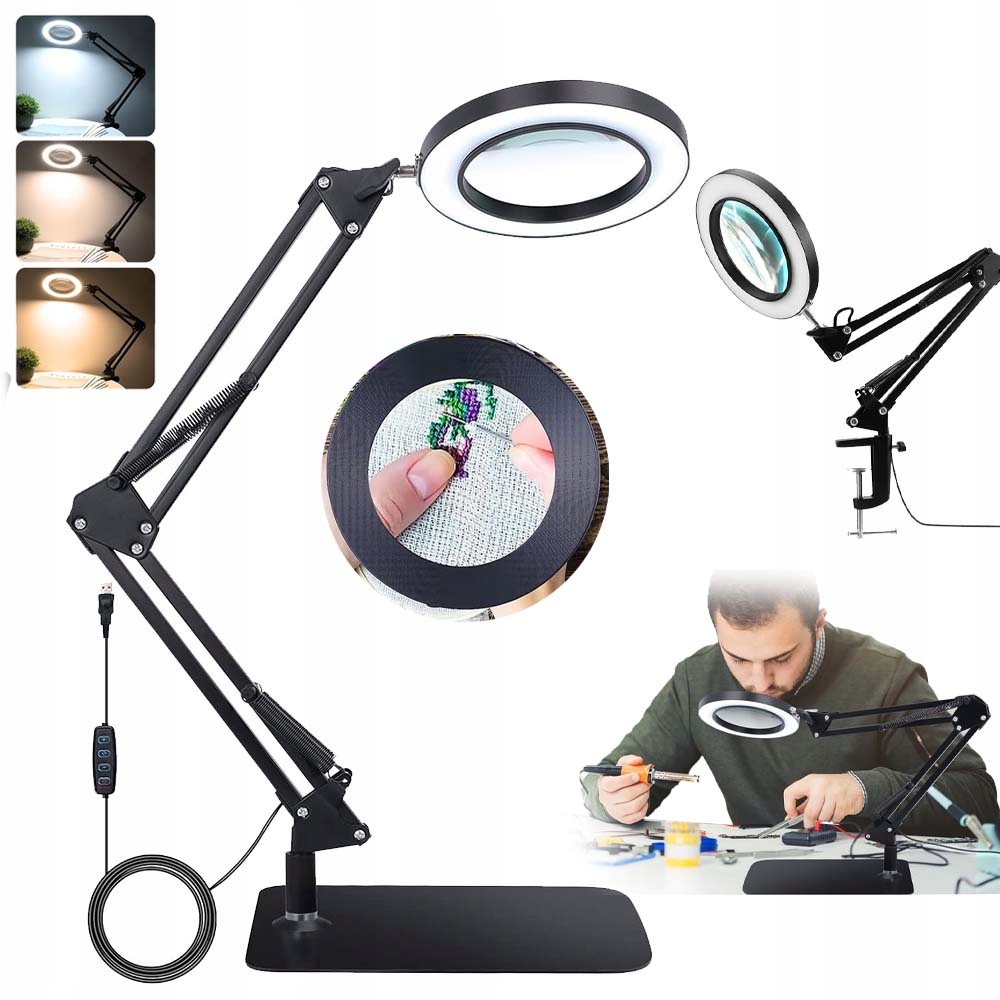 Lupa 8X Sklo Pro Pájení, Vyřezávání, Ruční Práce S Led