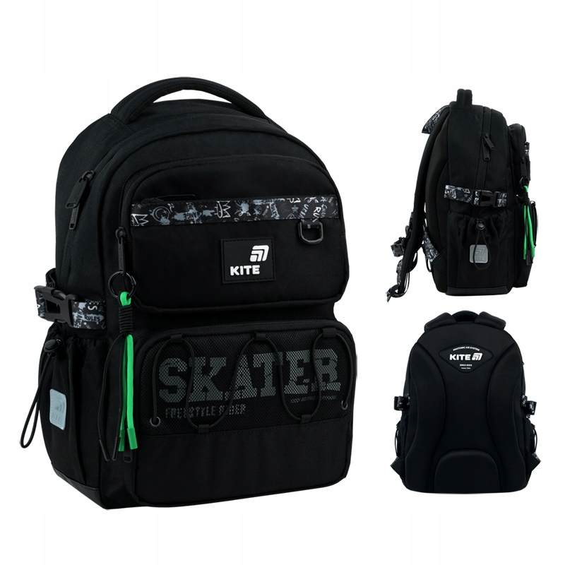 Plecak ortopedyczny do szkoły dla chłopców 6-12 lat czarny Skate Kite