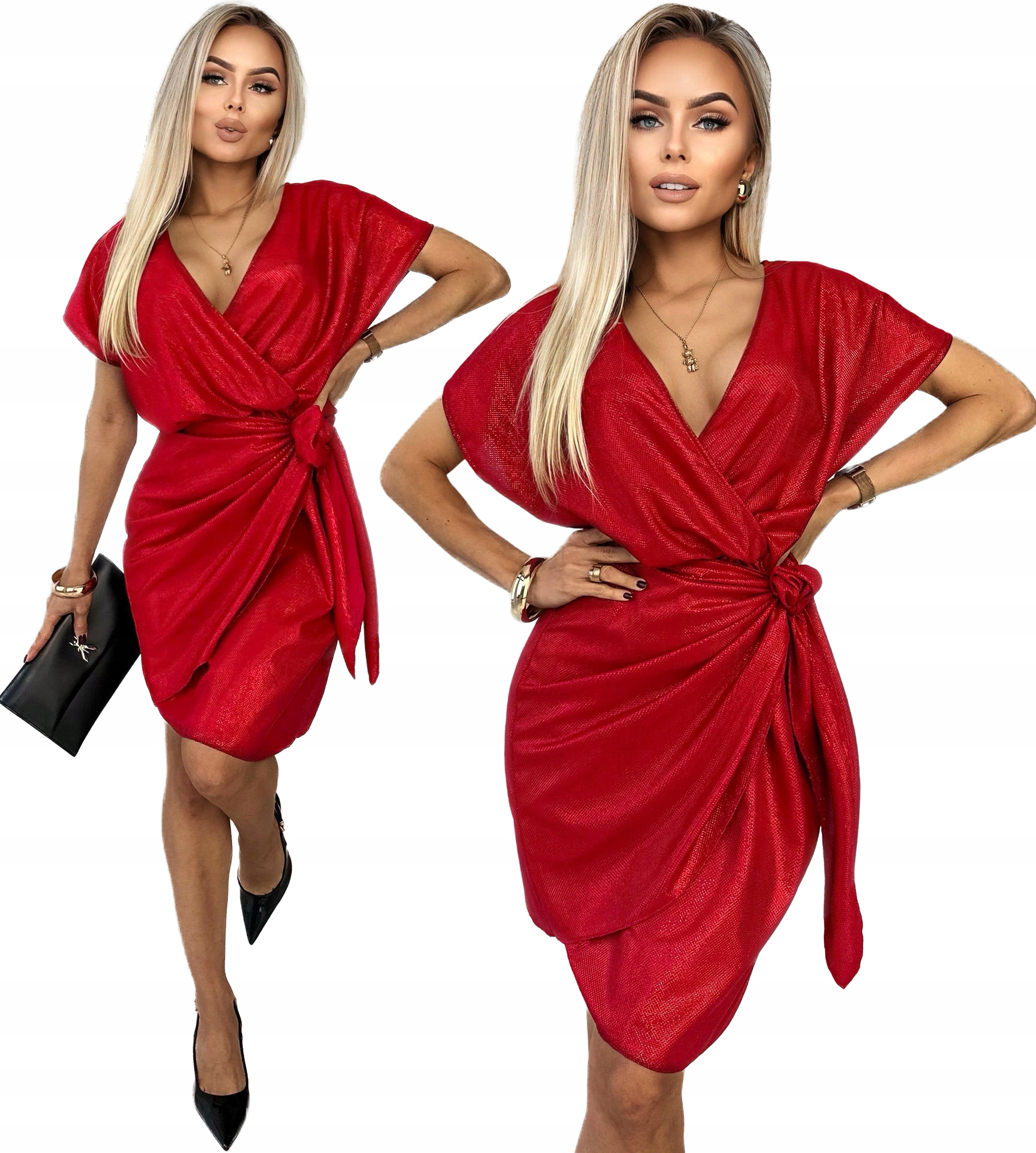 Elegantní večerní Šaty Dámská obálková lesklá M Kornelia