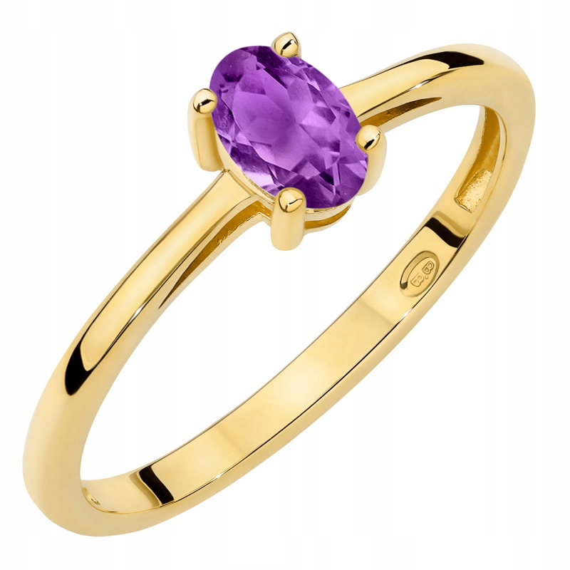 Zlatý Prstýnek ryzosti 585 s oválným ametystem 0.40 ct 14k