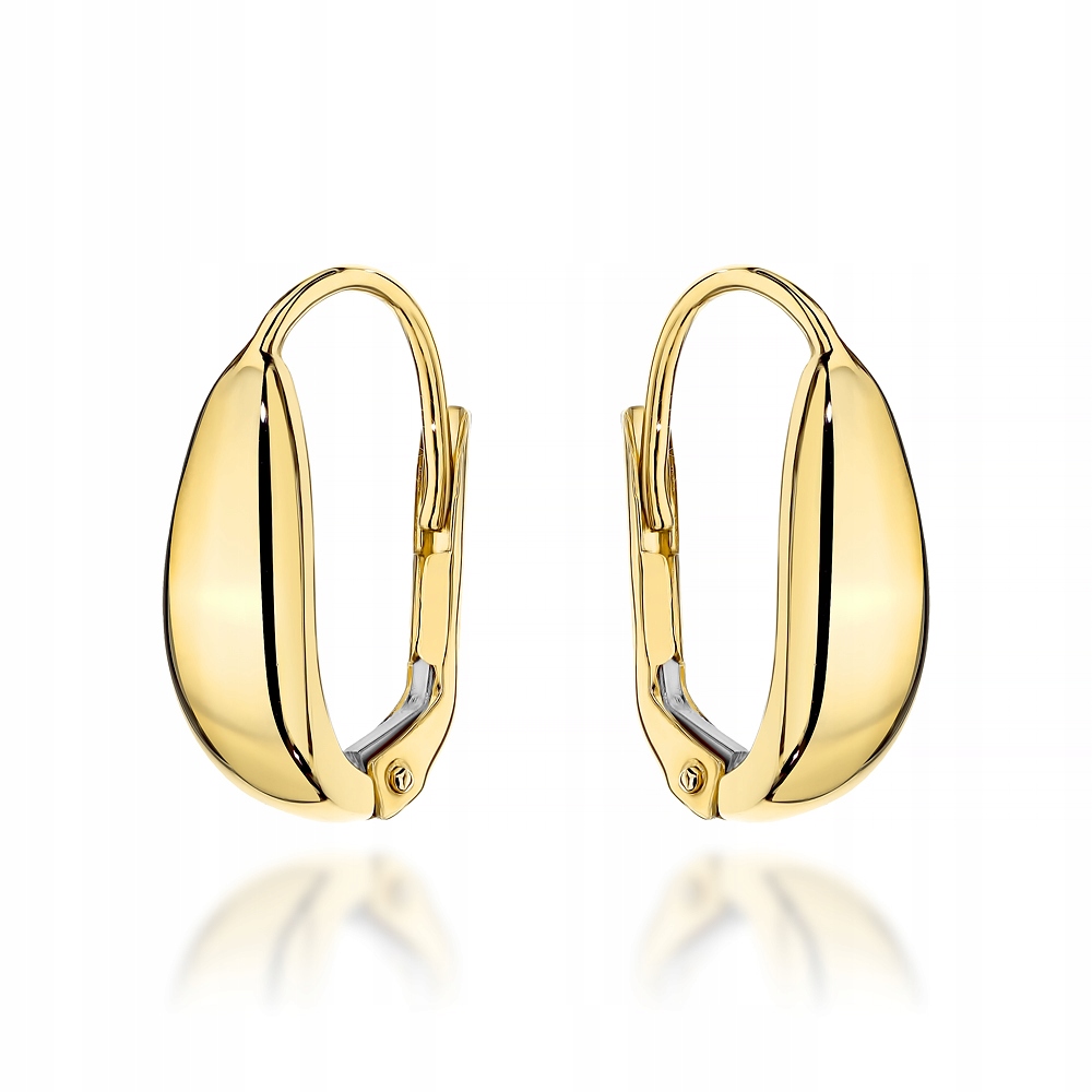 Zlaté náušnice 585 Hladké lesklé plechy 2.39 g Anglické zapínání