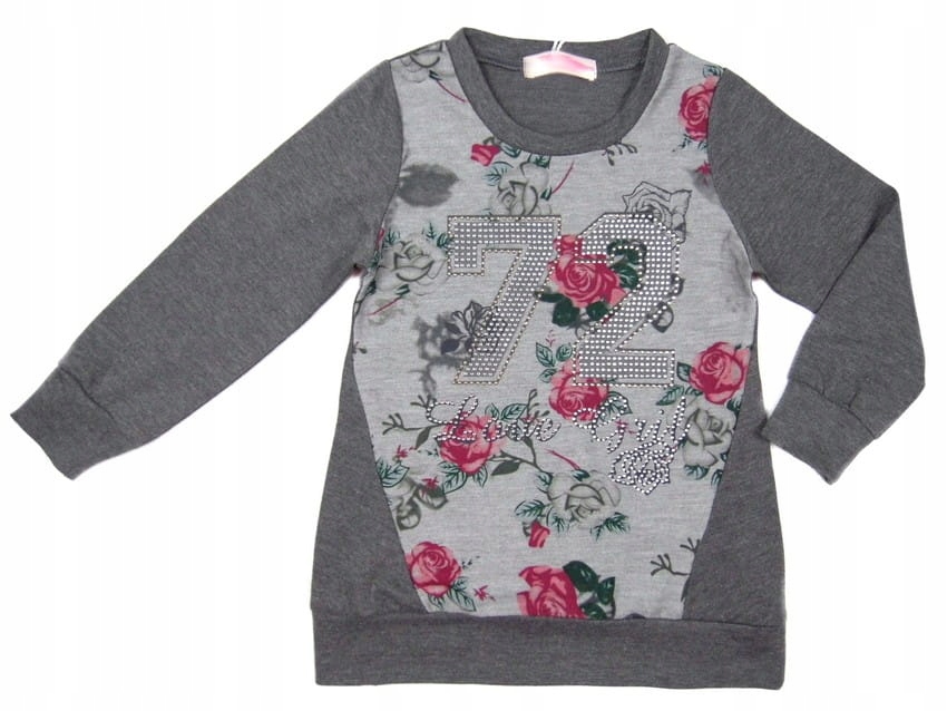 

Bluzka kwiaty rozkloszowana 682 Izabela 8A grafit