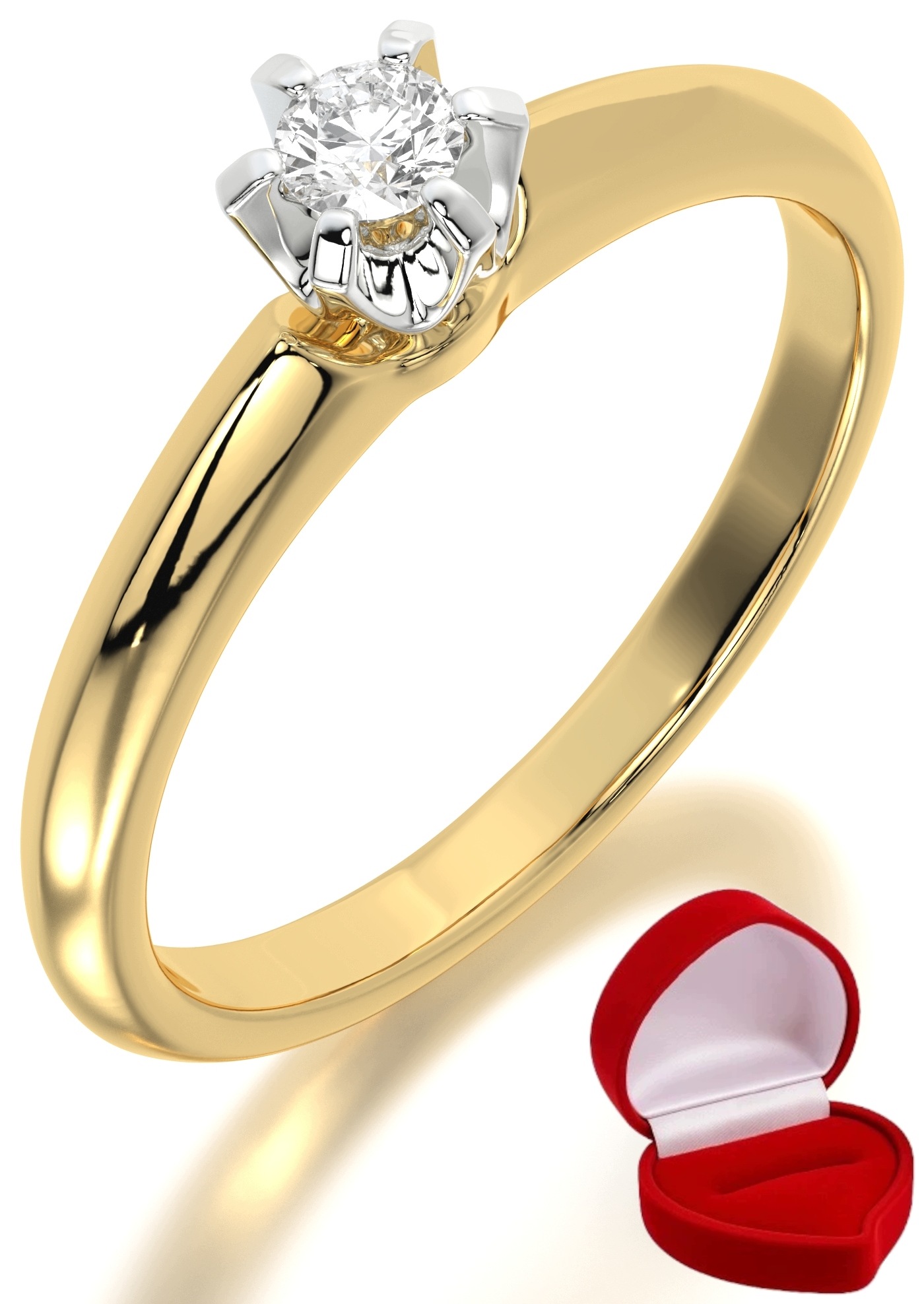 Zlatý Prstýnek 585 14k Diamant Brylant 0,09 ct R17