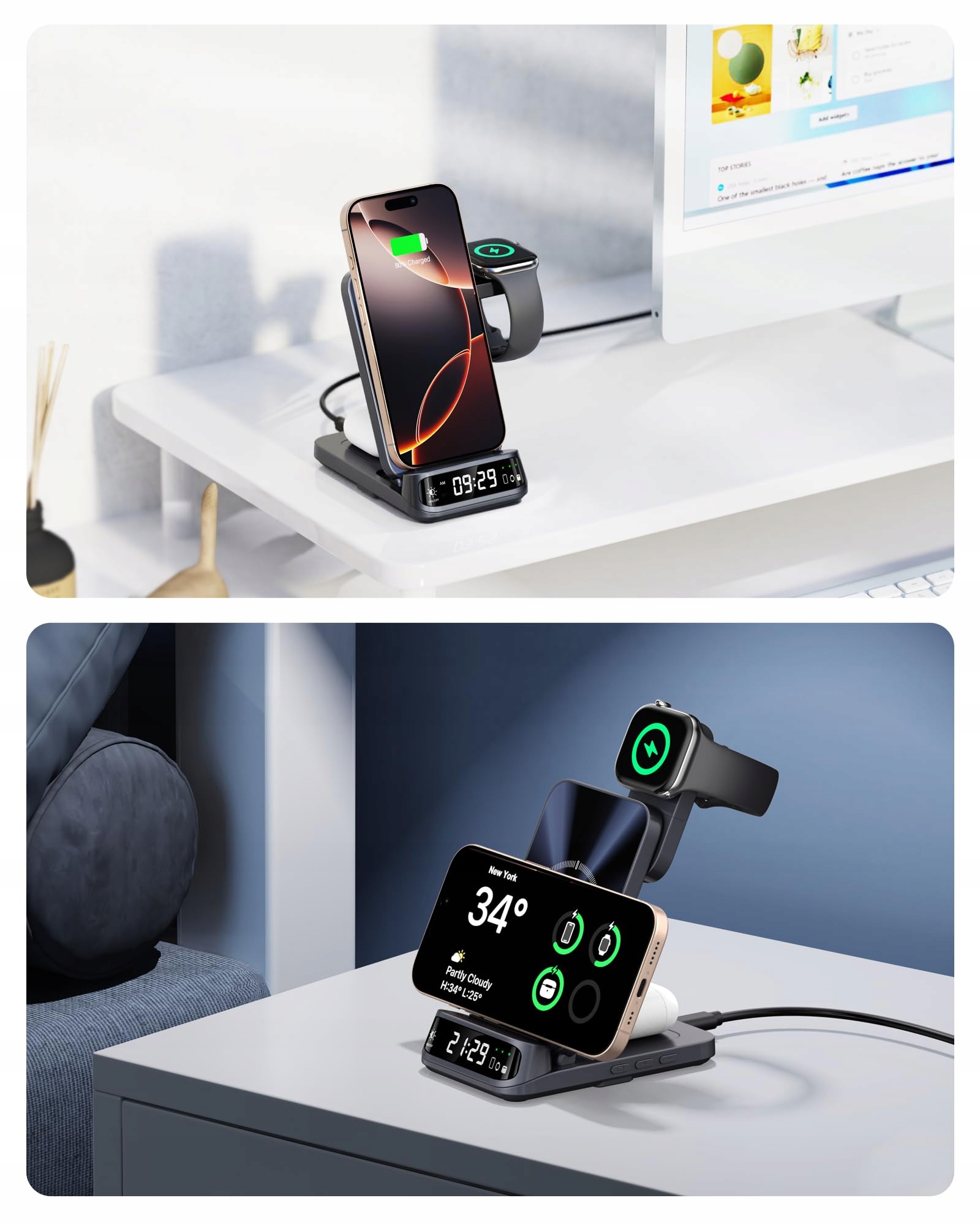 MAGSAFE Stacja Ładowania 3w1 Dla iPhone Apple Watch AirPods Pro — miniatura 9