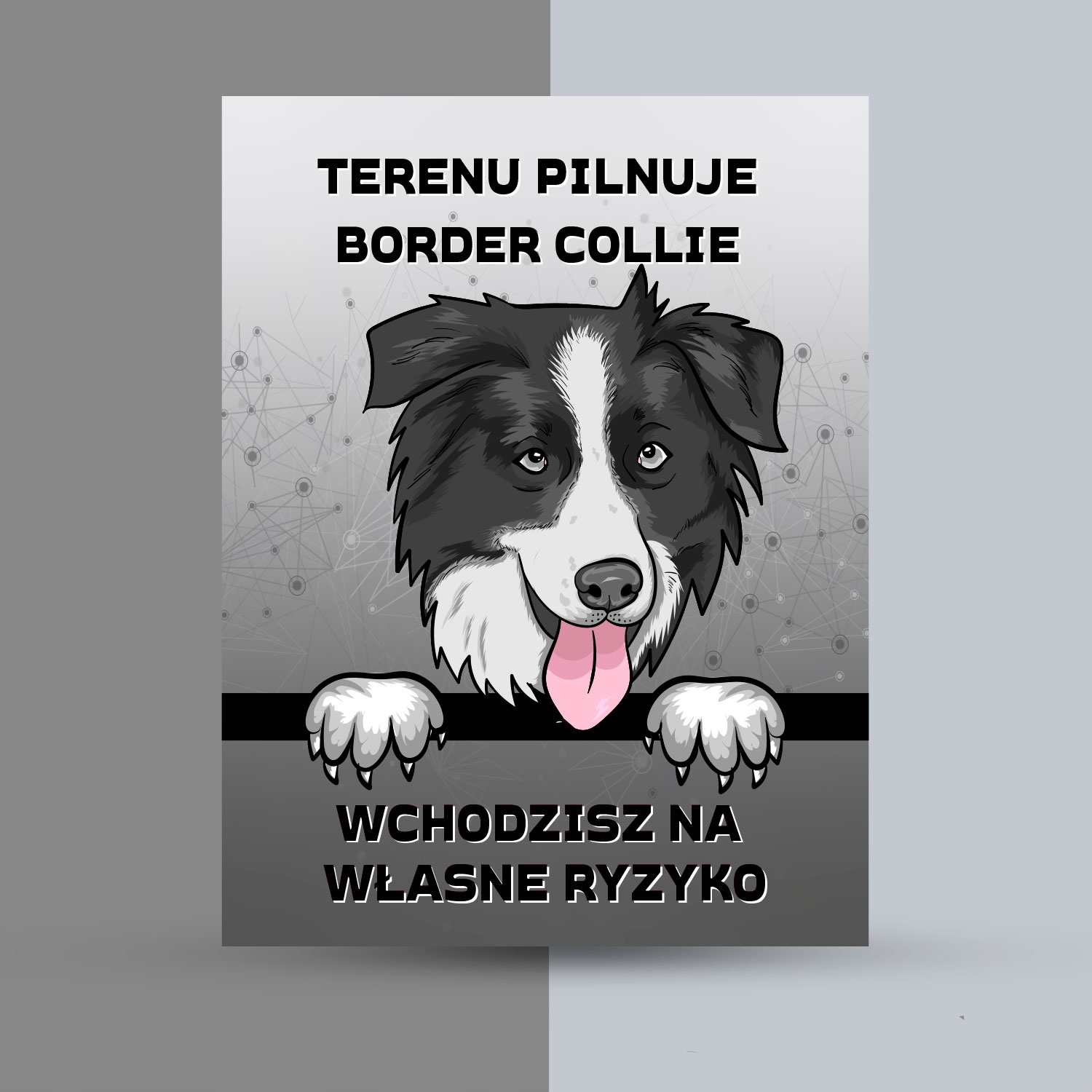 

Tabliczka metalowa furtka border collie pies płot