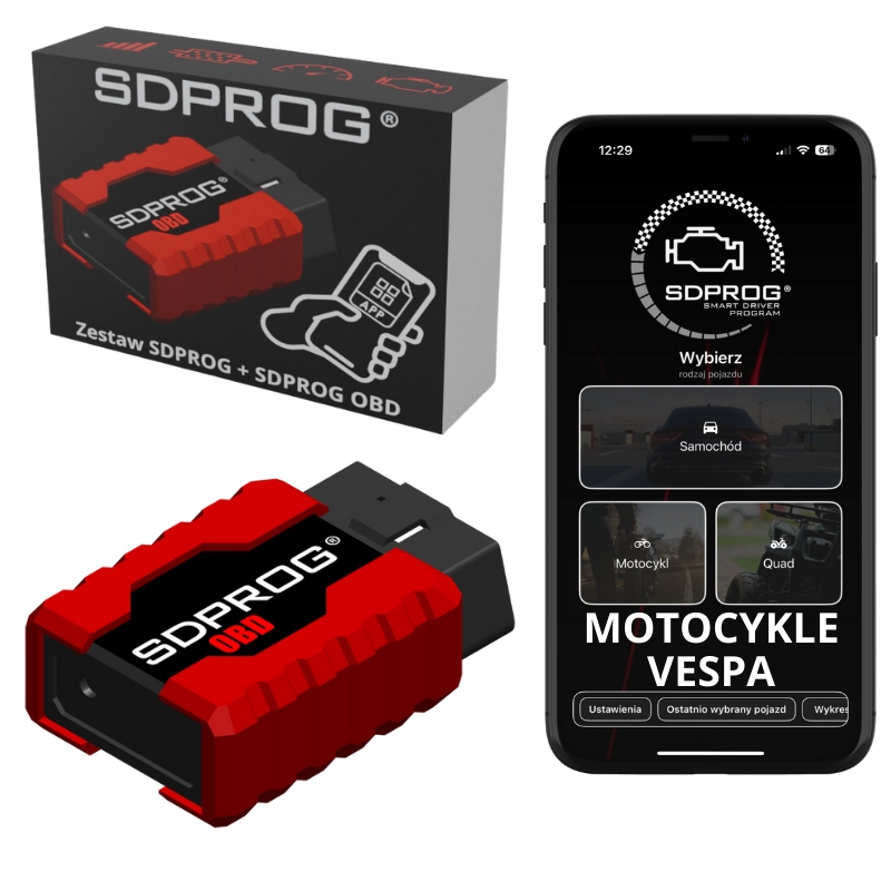 Diagnostický tester pro motocykly Vespa, program Sdprog skener obd2