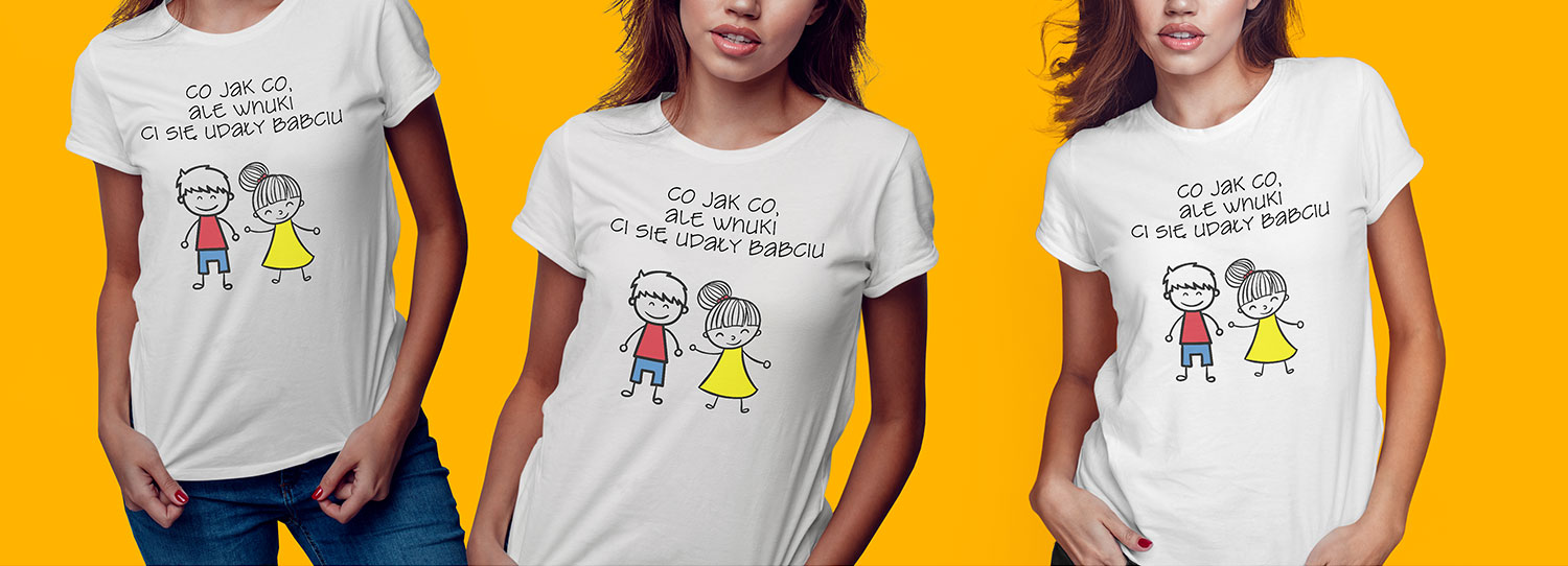 KOSZULKA T-SHIRT DZIEŃ BABCI L WNUKI CI SIĘ UDAŁY BABCIU PREZENT JAKOŚĆ Rozmiar L