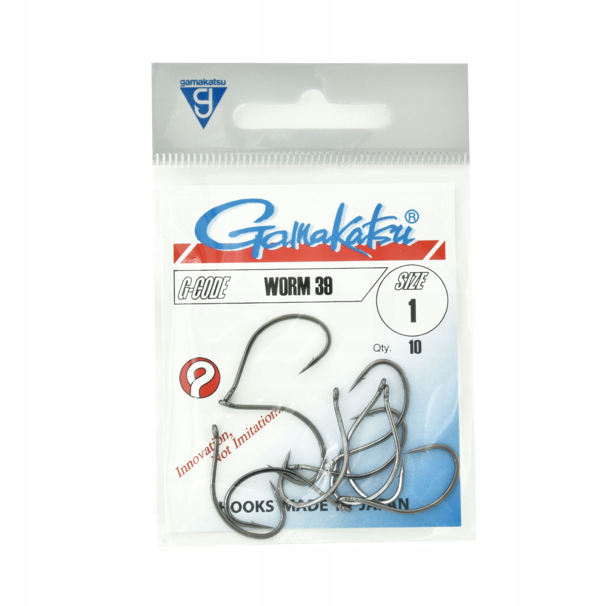 Haki spinningowe Gamakatsu Worm39 #1 black 10szt.dropshot mniejsze przynęty