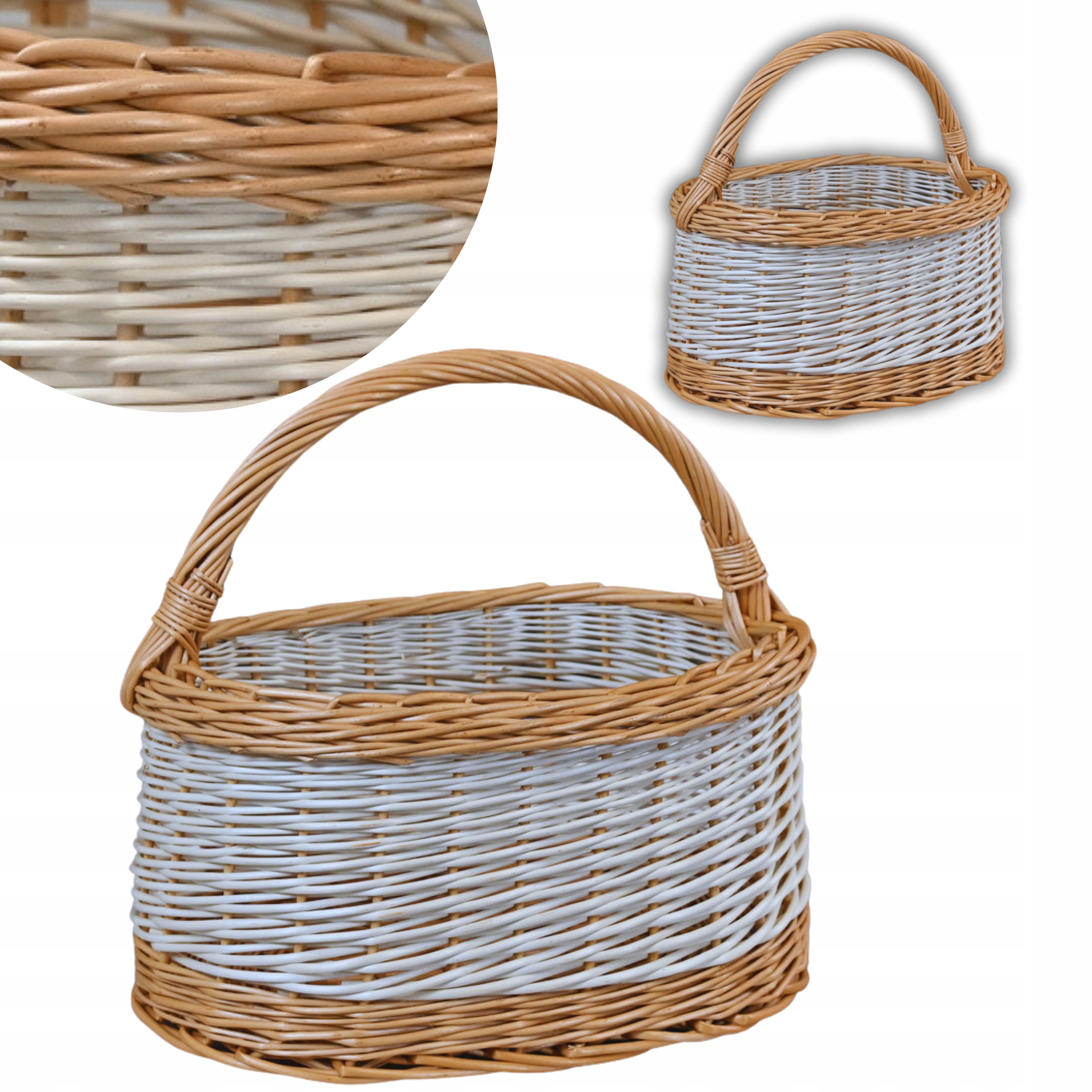 Košík na svěcení krémový 37x38x26 cm proutěný univerzální Velikonoce