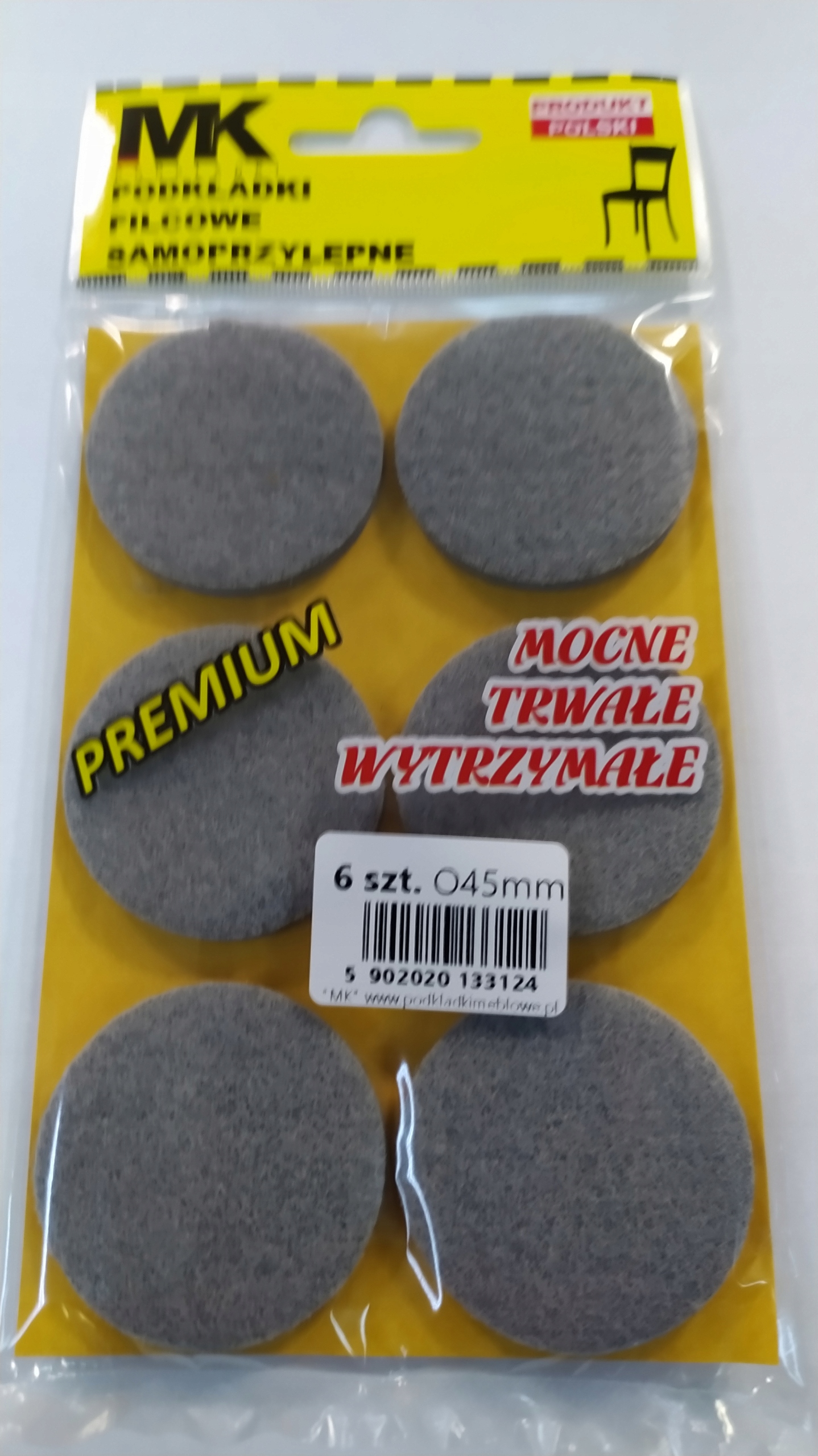 

Podkładki filcowe szare okrągłe 45mm
