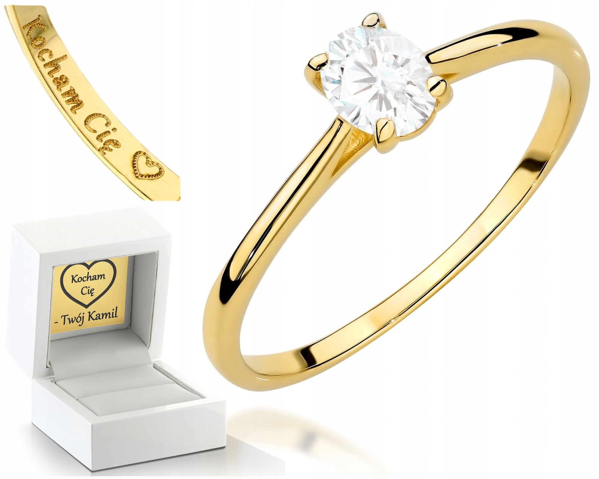 Zlatý Diamantový Prstýnek Prstenn Ze Žlutého Zlata Gravírování 585, Dárek