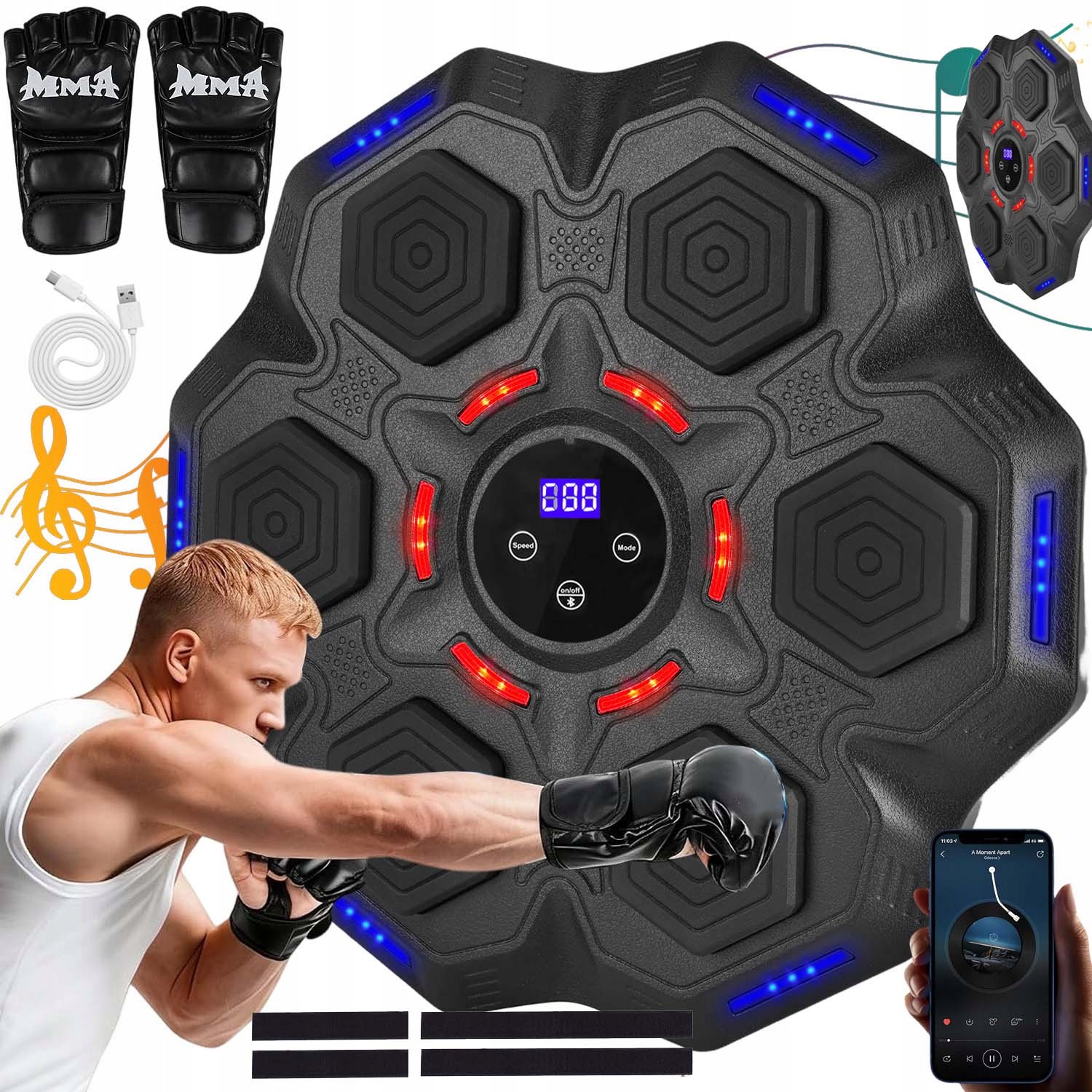 Kids Music Boxing Machine Tréninková Stěna Boxerská S Boxerskými Rukavicemi