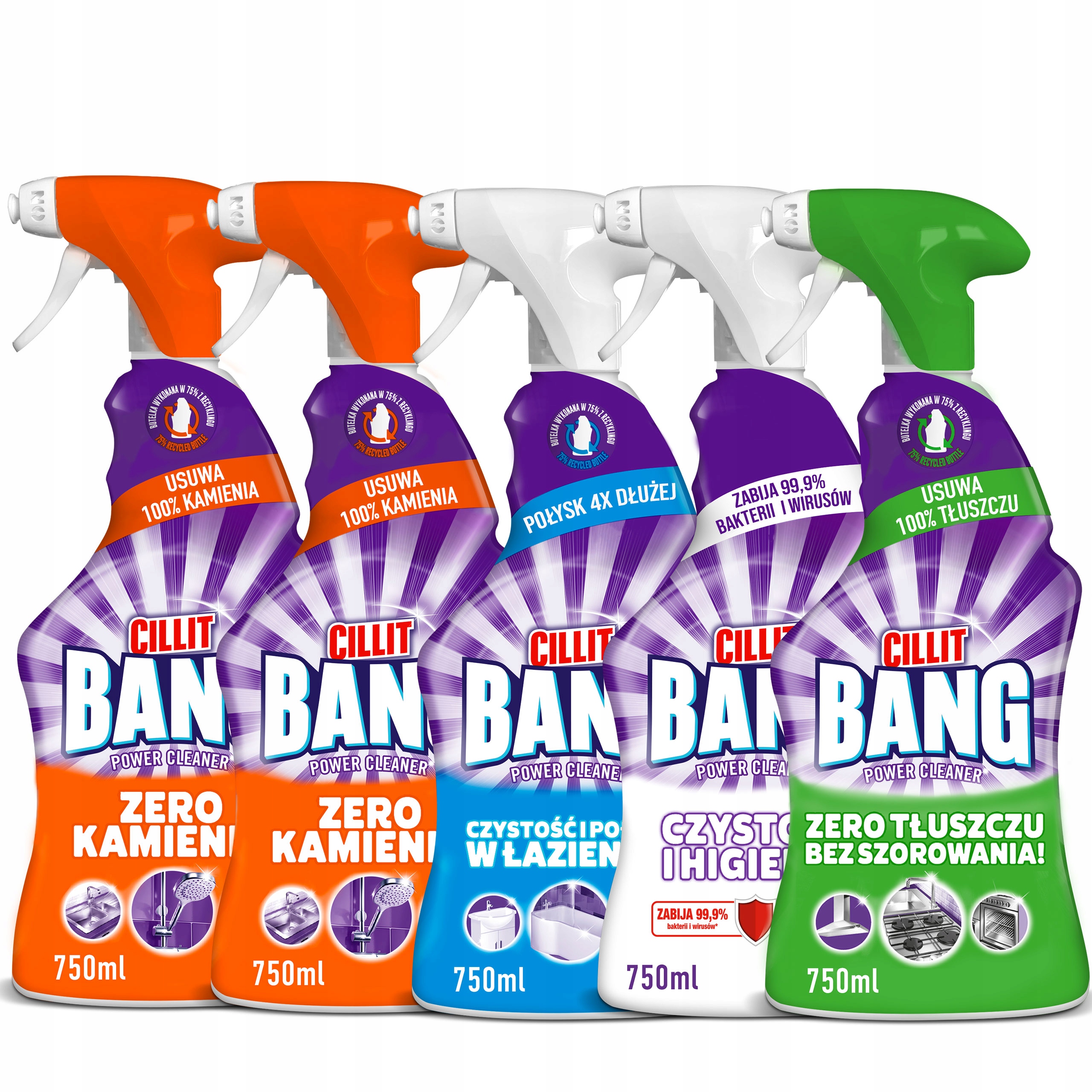 Levně Cillit Bang Tekutiny pro čištění různých povrchů Sada MIX 5 x 750 ml