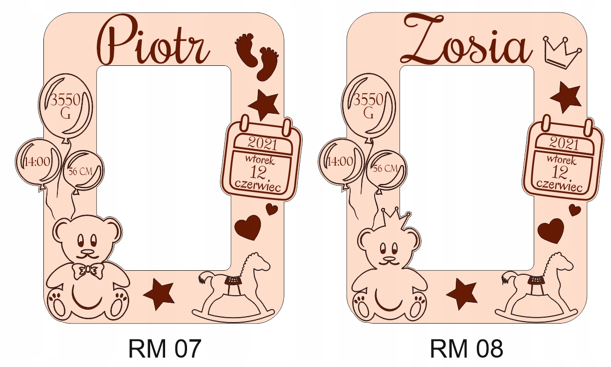 METRYCZKA Ramka na zdjęcie Prezent na Chrzest Roczek Dziadków Grawer Bohater brak