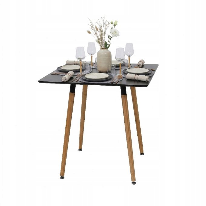 Čtvercový jídelní stůl s bambusovými nohami Relaxdays kuchyňský/ r579G