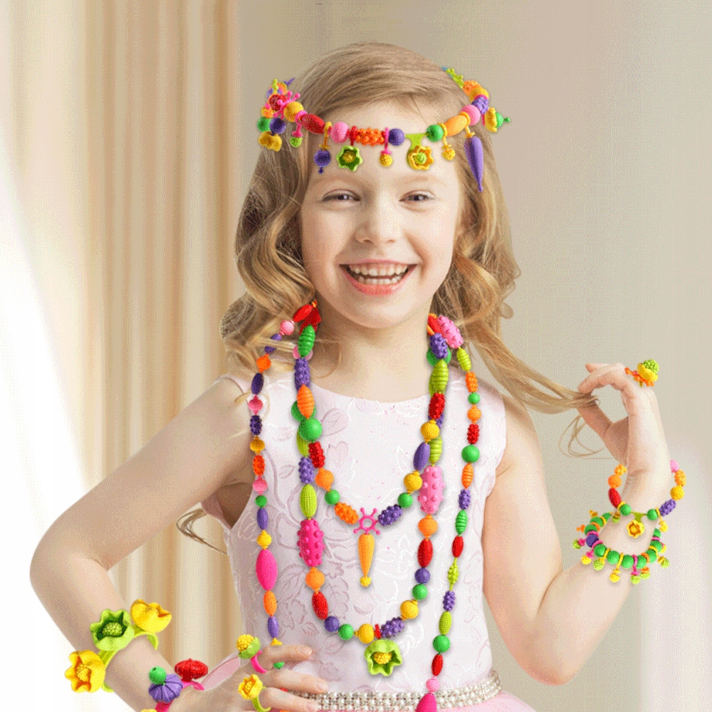 KORALIKI do robienia biżuterii bransoletek naszyjników ZESTAW 260 el. duże Płeć dziewczynki