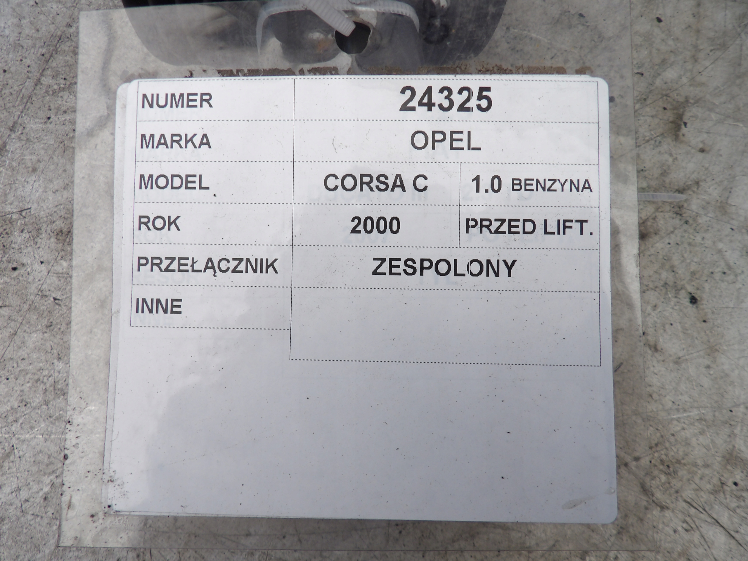 Opel Corsa C DEVIO LUCI TERGICRISTALLO TERGI 09185413