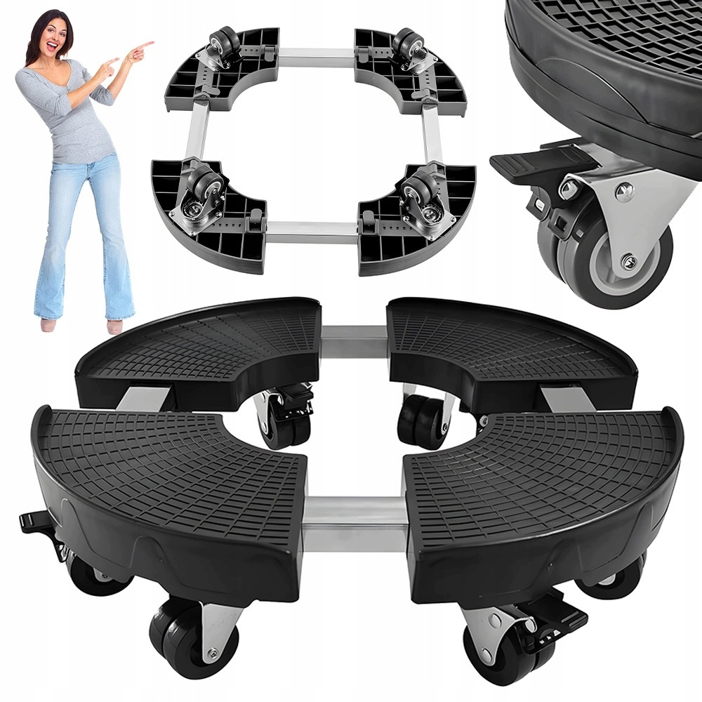 Podstavec Pro Květináče S Kolečky Rozkládací 360° 38-50 CM, Černý