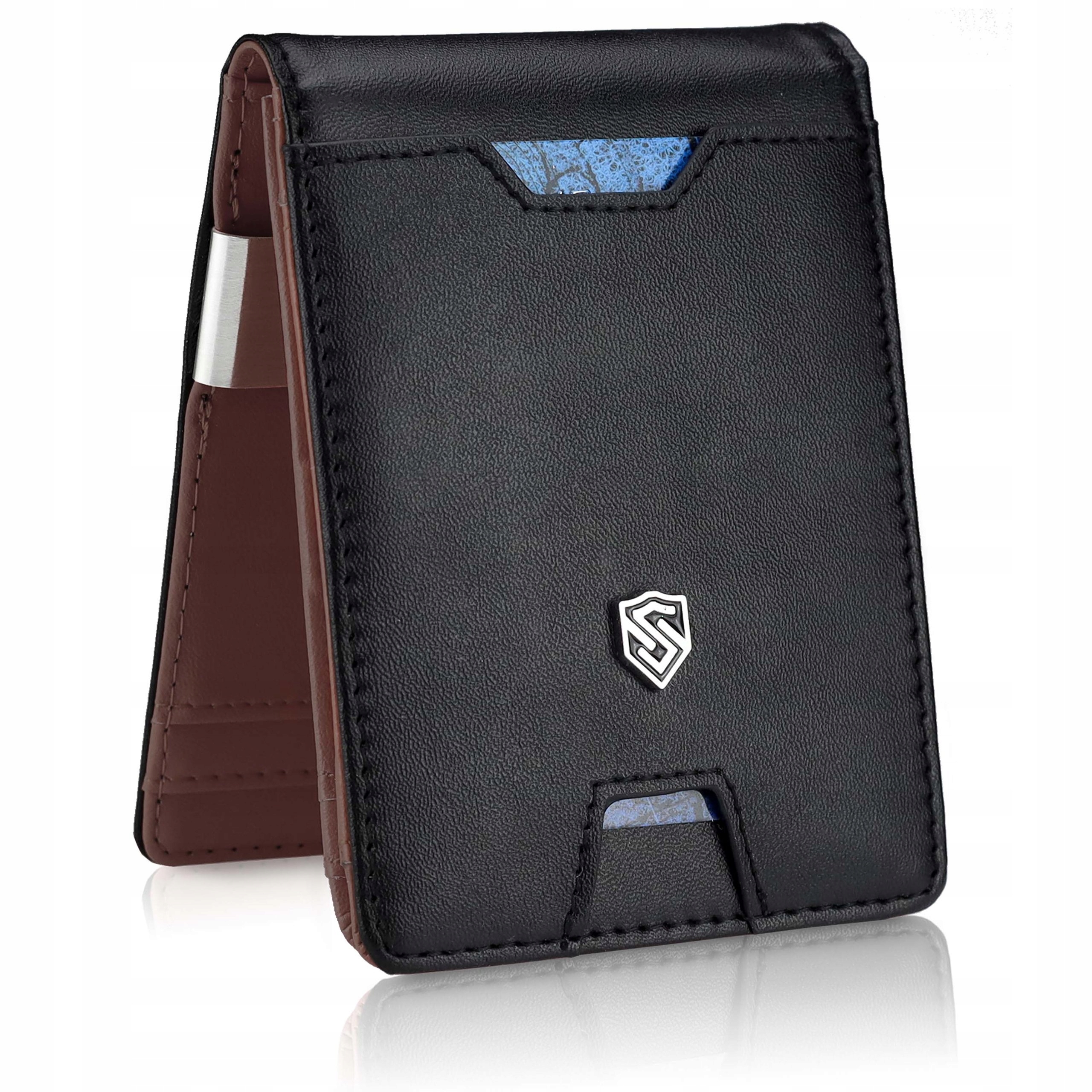 Stevens Męski Portfel Skórzany Slim 1,5cm Rfid Karty Drobne Klips