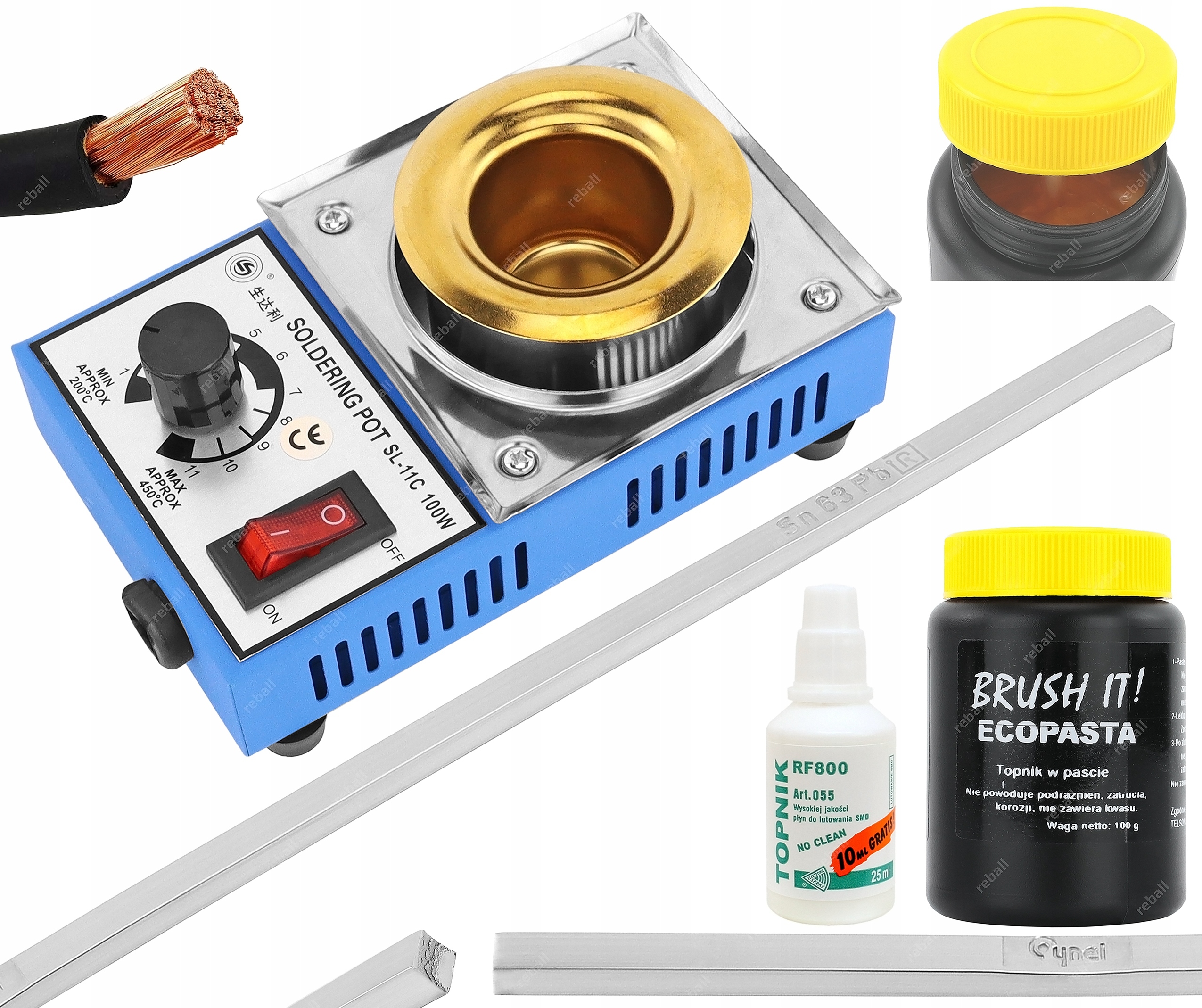 Pájecí Kelímek Rychlé Bělení Vodičů Pro Cínování 100W Sada XL