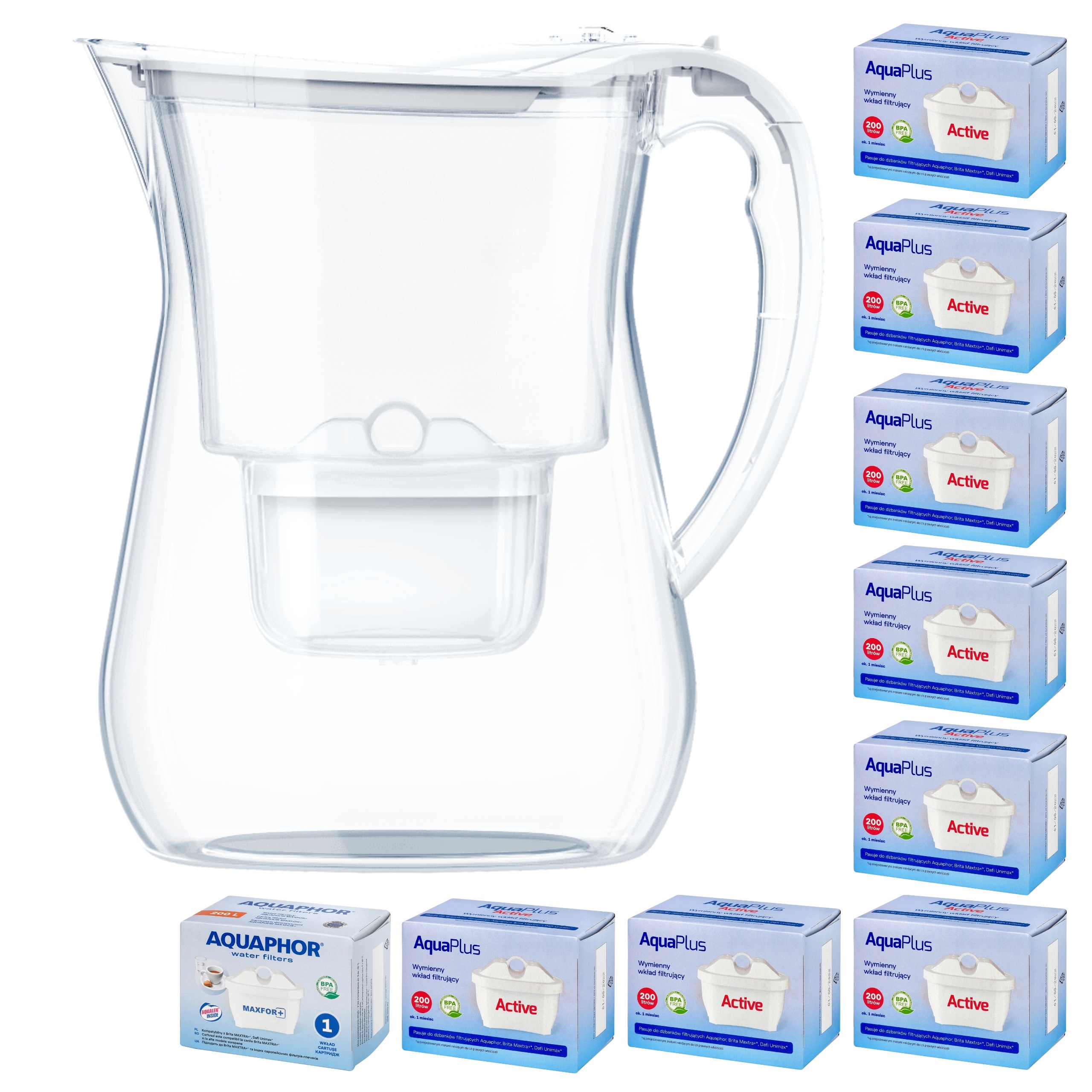 Filtrační konvice na vodu Aquaphor Lago Bílá 3,8 l 9 náplní (1+8)