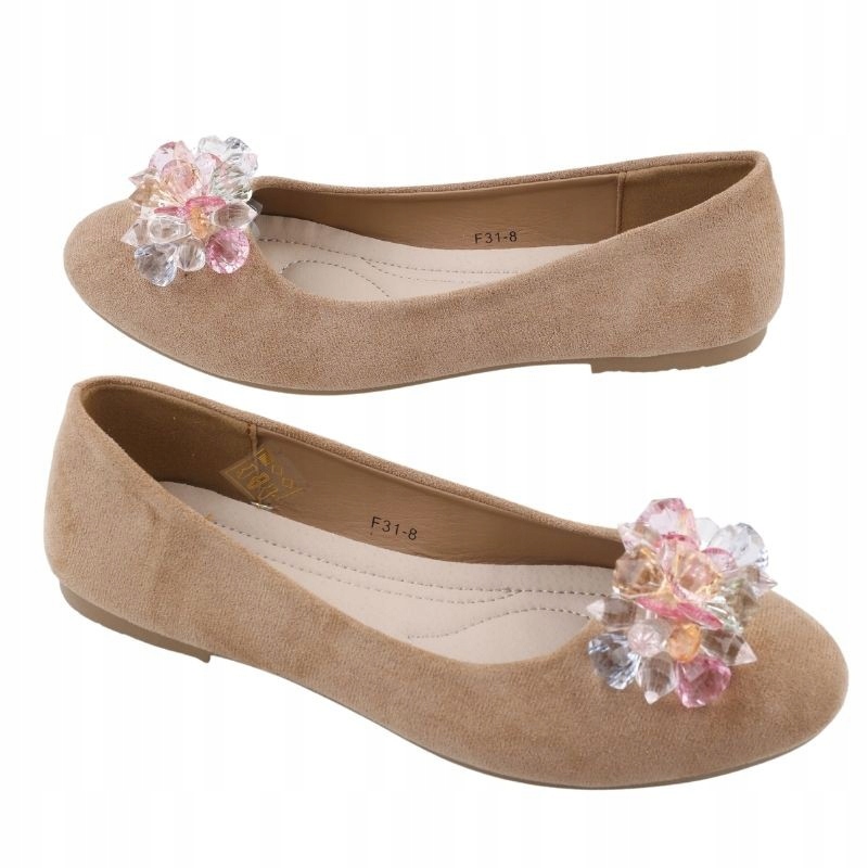 CAMELOWE BALERINKI DAMSKIE WSUWANE PŁASKIE Z KOKARDĄ GŁADKIE WKŁ.EKOSKÓRA Rozmiar 40