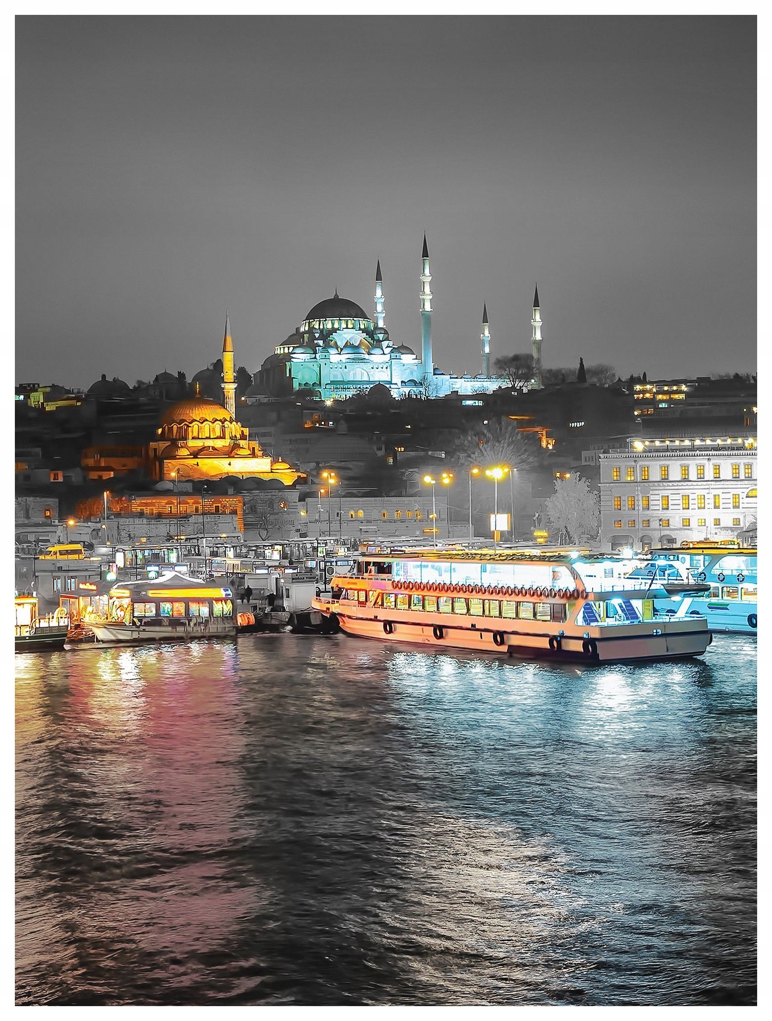 Fototapeta Noční krajina města světla Panorama Mešita 184x254 lepidlo