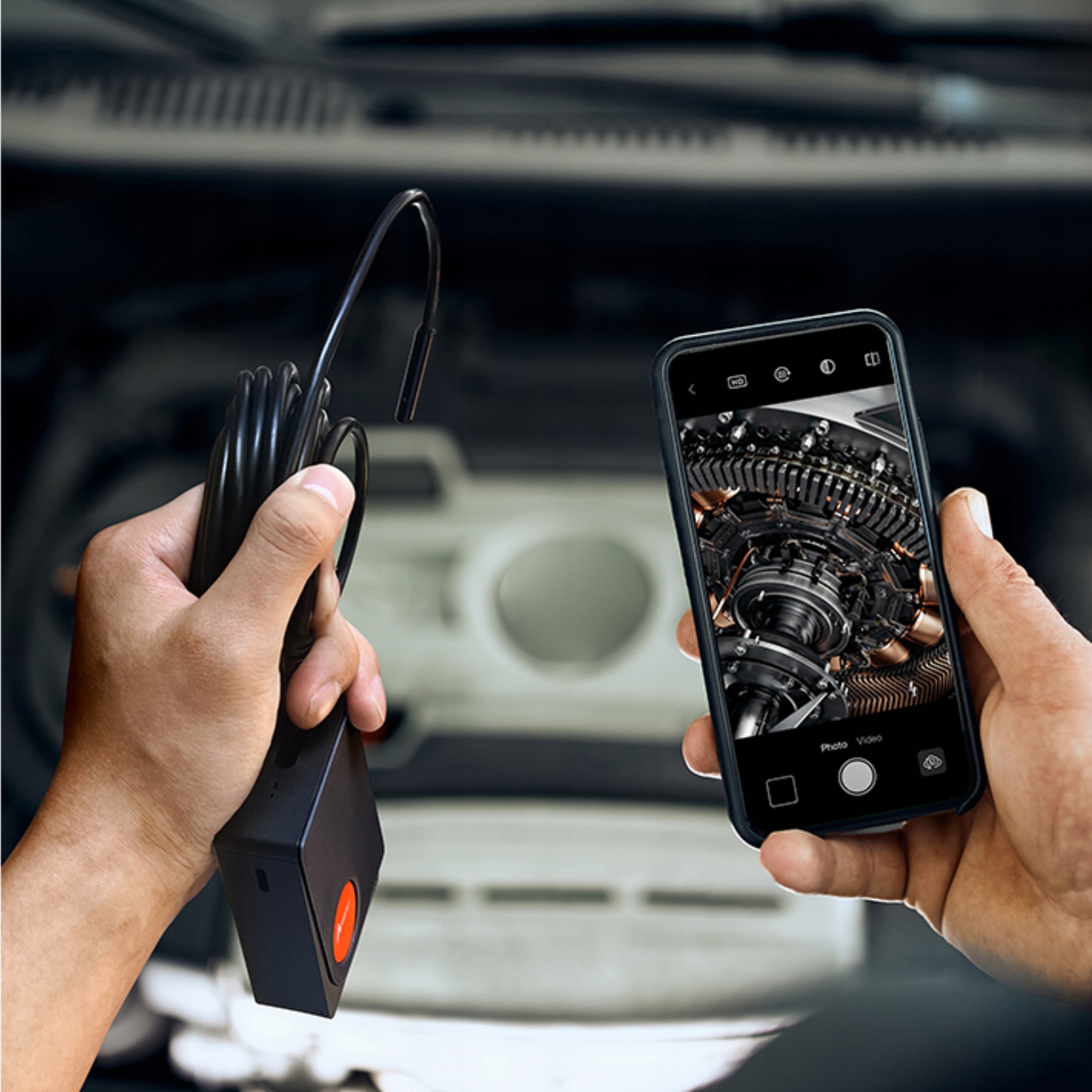 ENDOSKOP KAMERA INSPEKCYJNA 2xKAMERY 5M 8+1 LED APLIKACJA TEL WIFI FHD IP67 Kod producenta NF200