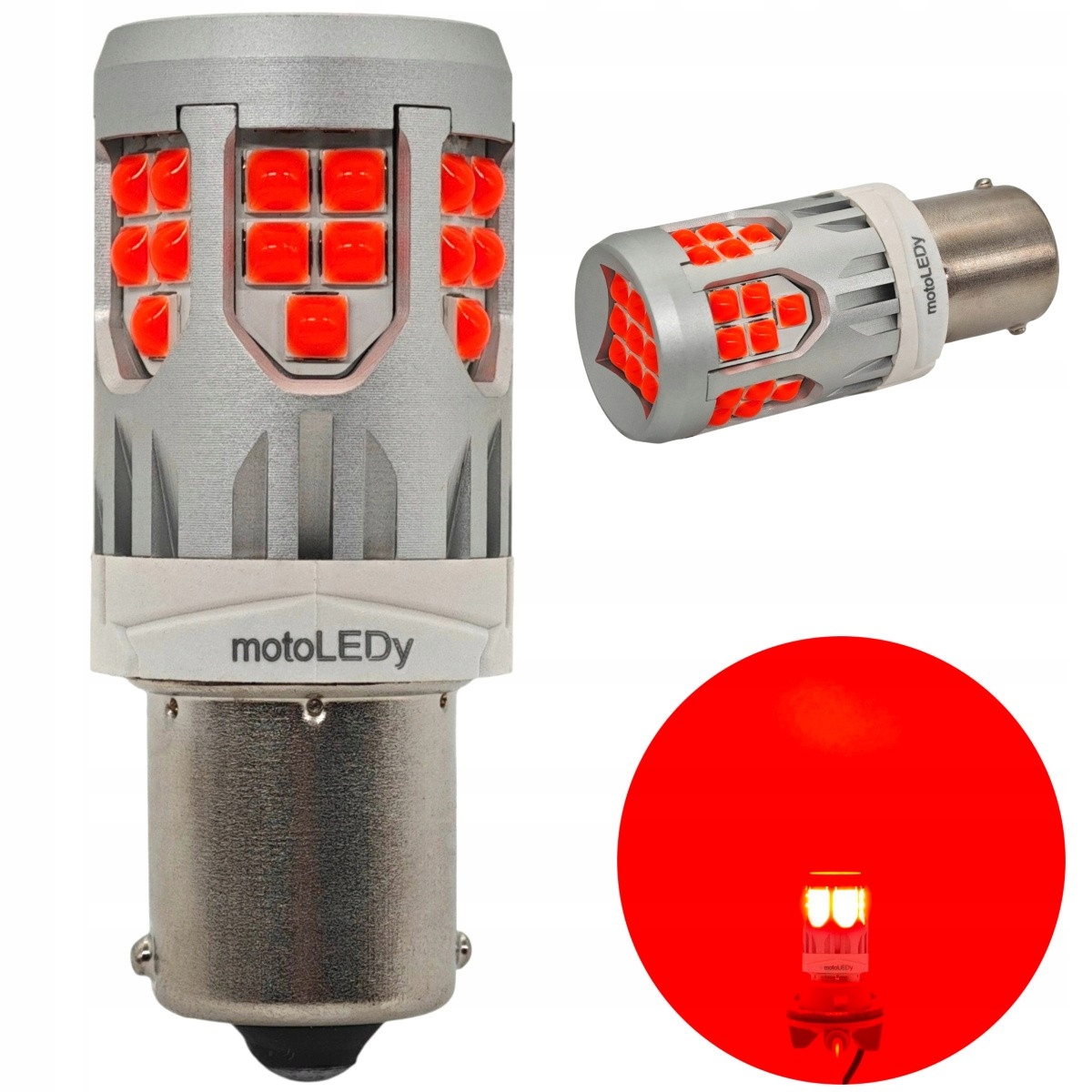 P21W Led żarówka BA15S 10-50V bez błędu czerwona 2800lm