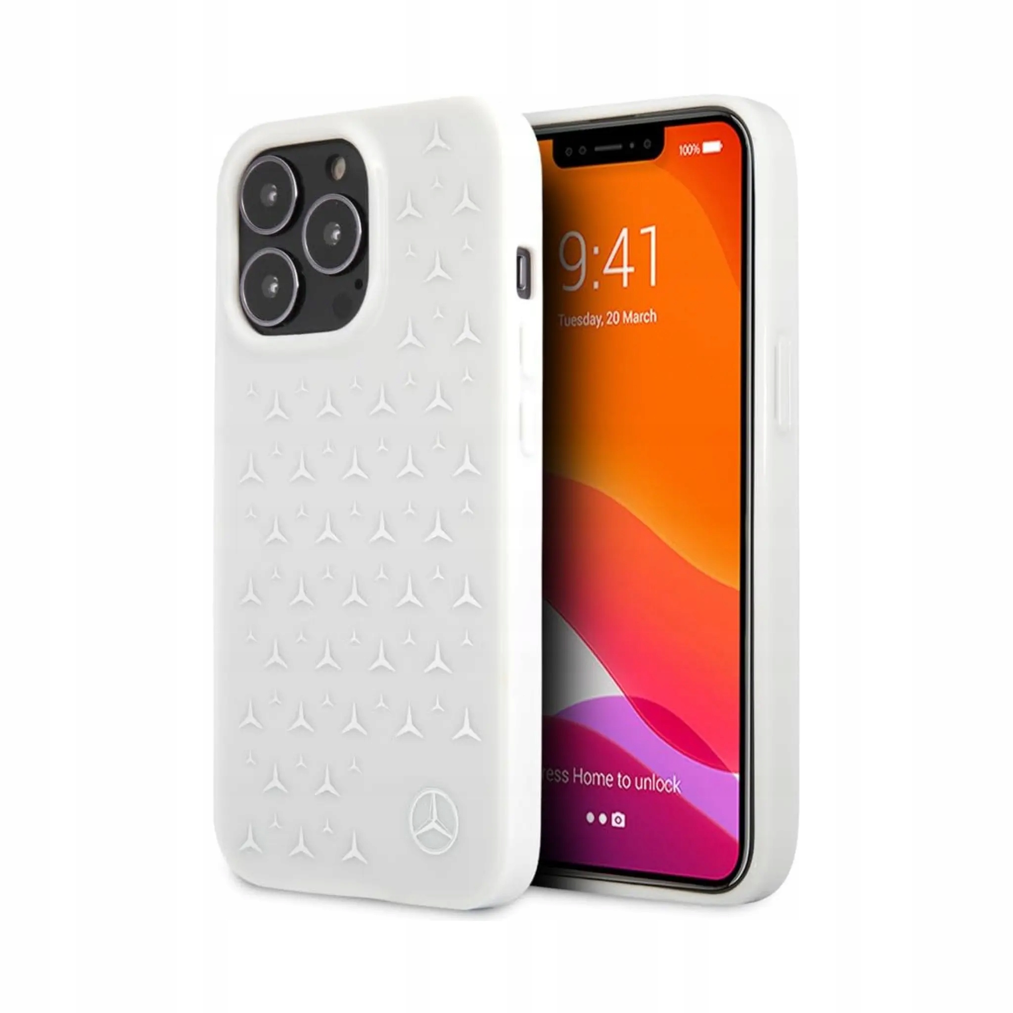 Etui Mercedes do iPhone'a 13 Pro Max, białe srebrne etui typu hardcase