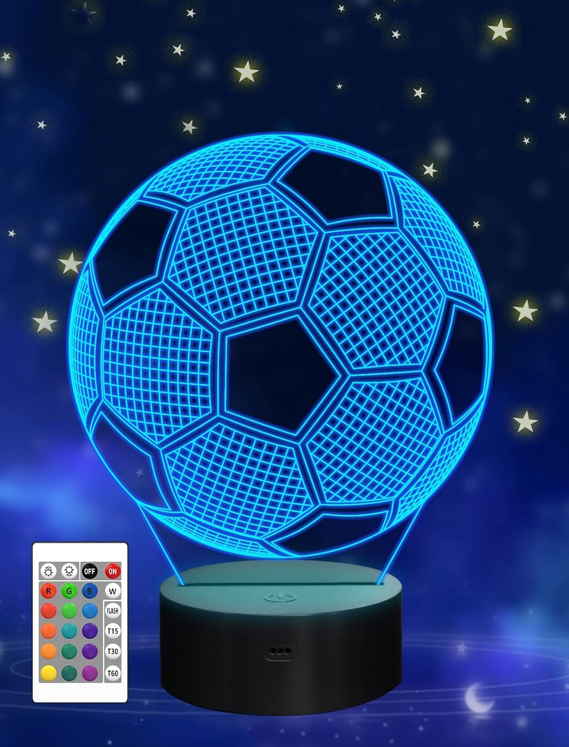 LAMPKA NOCNA 3D LED FOOTBALL PIŁKA NOŻNA LAMPA 16 KOLORÓW + PILOT EAN (GTIN) 5904151505085